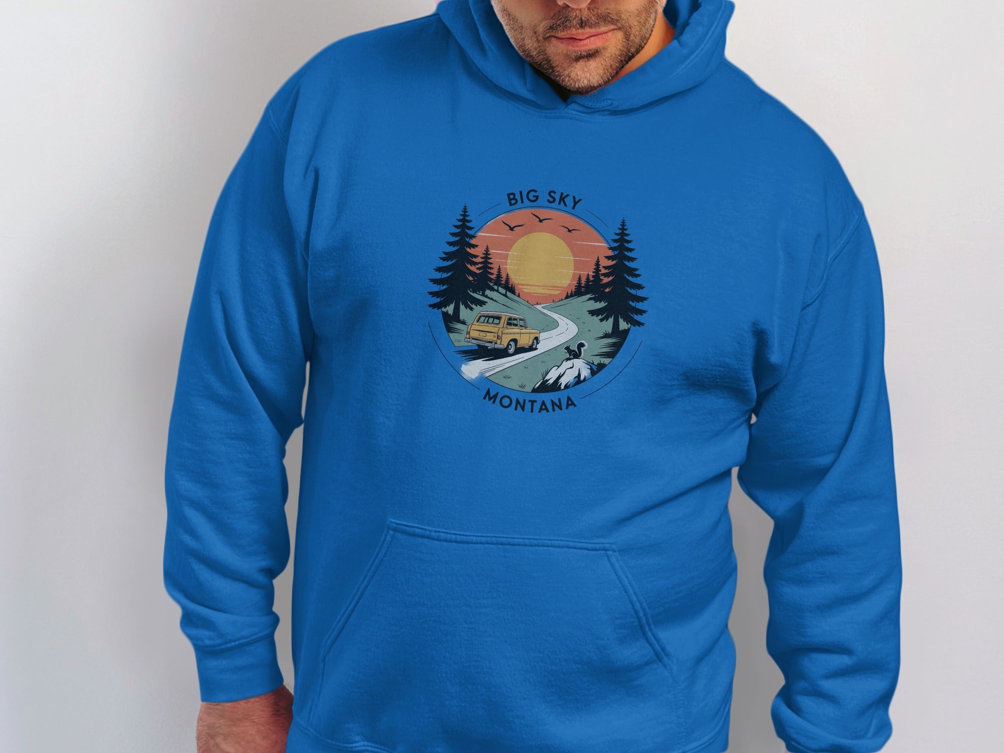 Big Sky Montana Retro Scenic Hoodie for Adventure Lovers