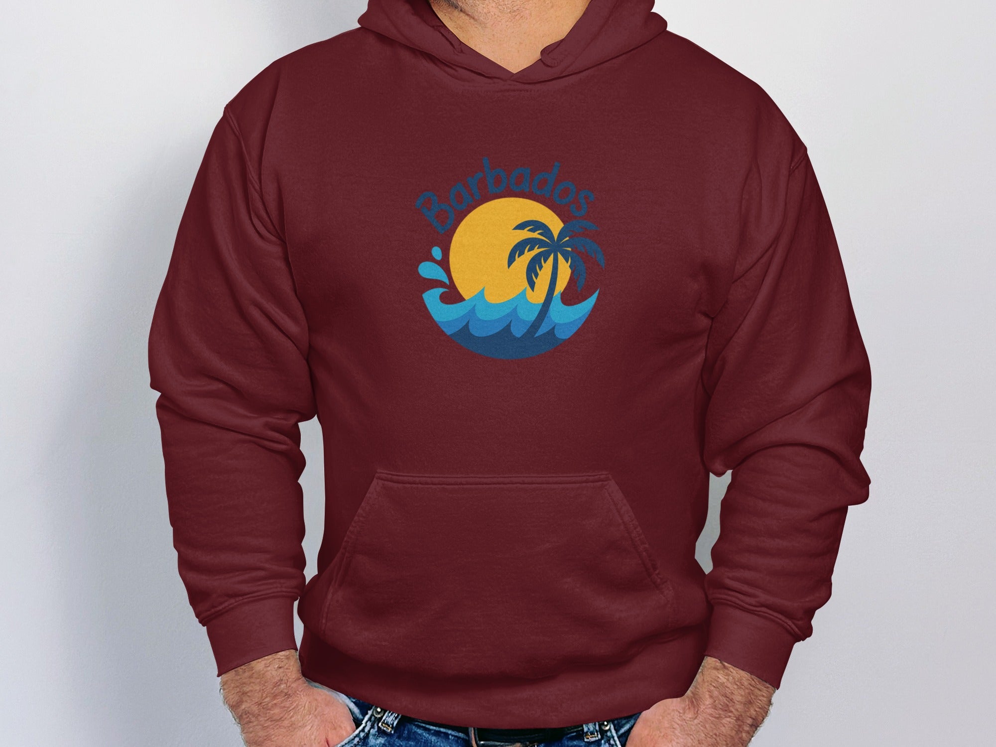 Barbados Graphic Hoodie with Sunset Design product type