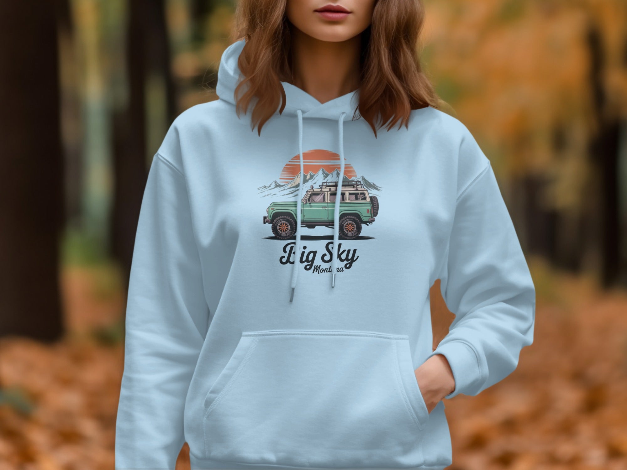 Big Sky Mountains and SUV Graphic Hoodie