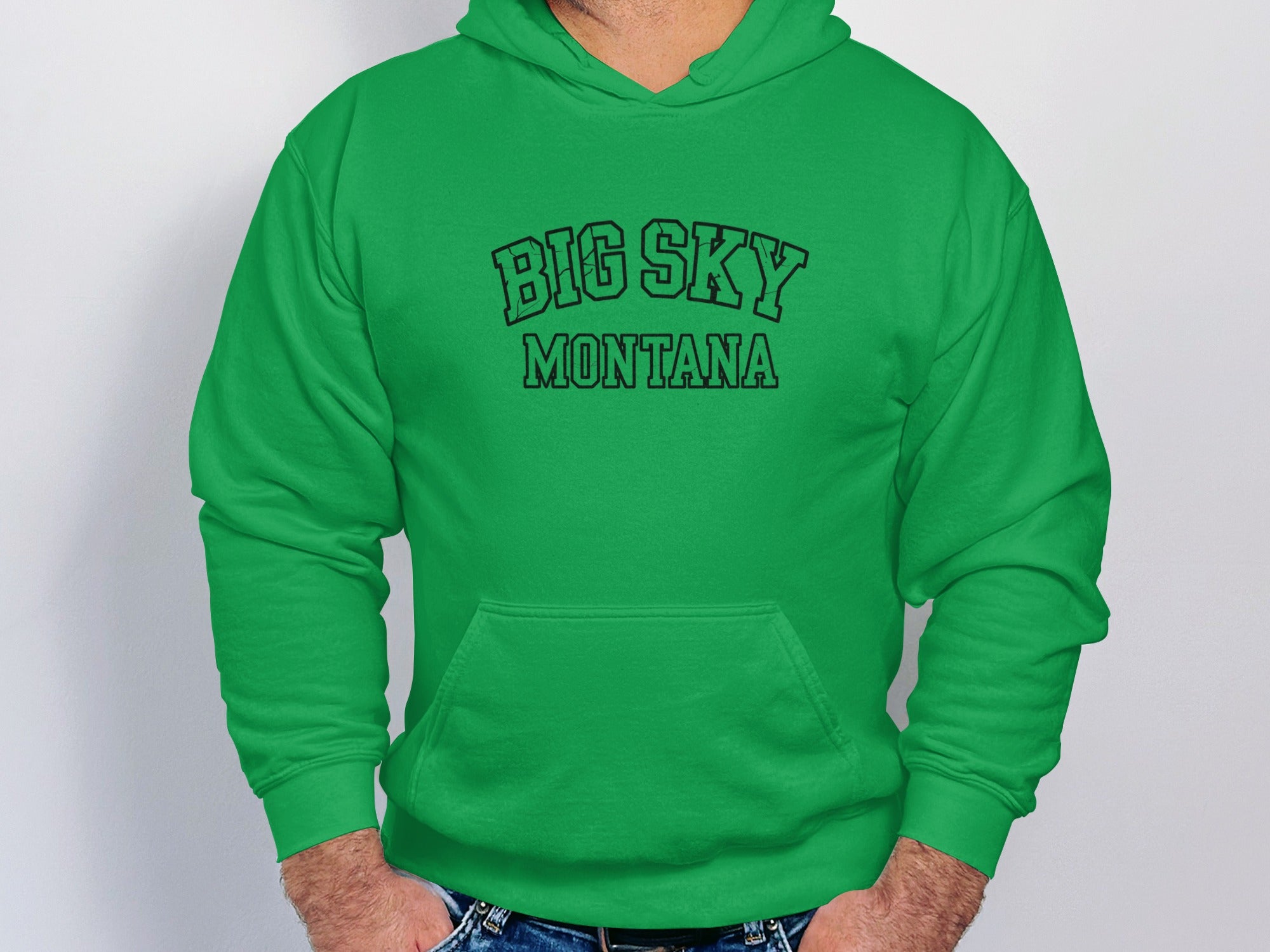 Big Sky Montana Hoodie Casual Wear Green Sweater