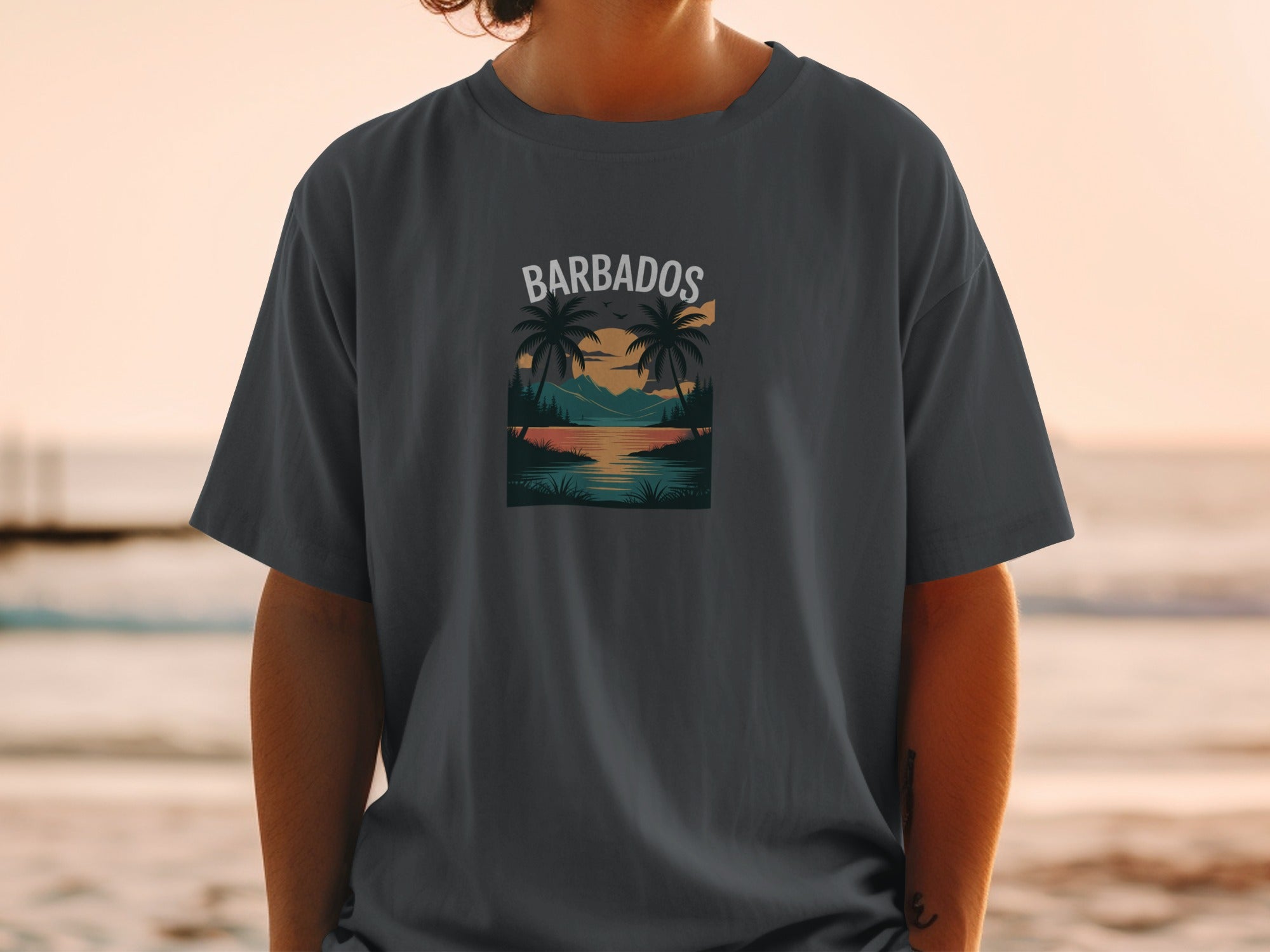 Barbados Sunset Palm Trees Design T-Shirt product type