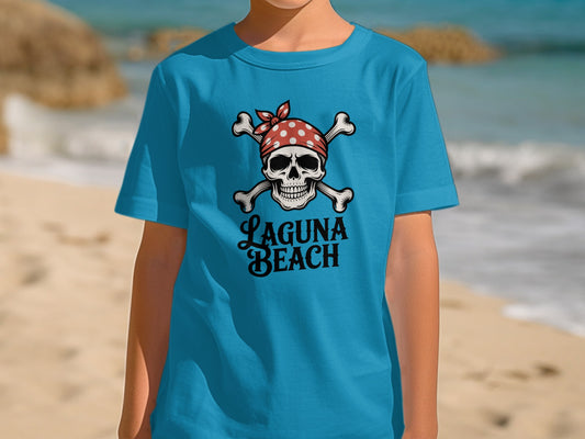 Laguna Beach Skull and Crossbones Design T-Shirt product