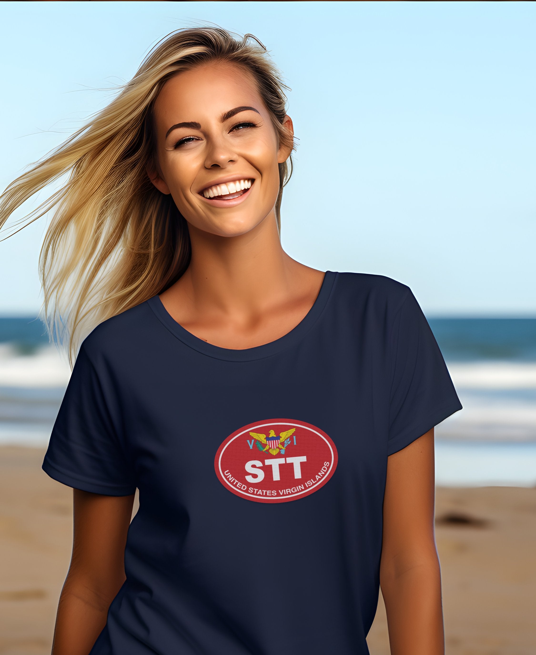 St Thomas harbor, Magen’s Bay, Carnival womens t-shirt