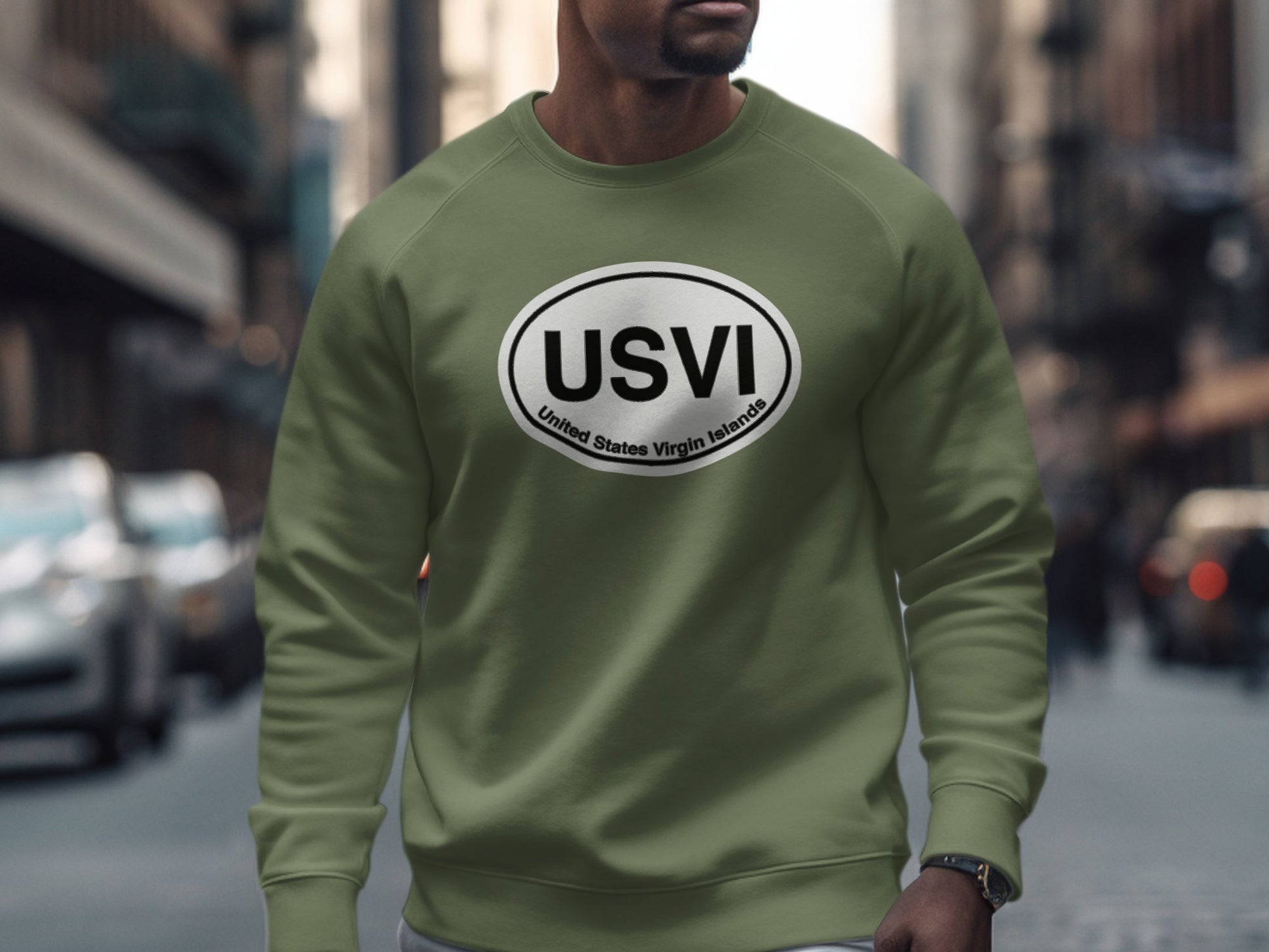 USVI Mens Sweatshirt Military Green