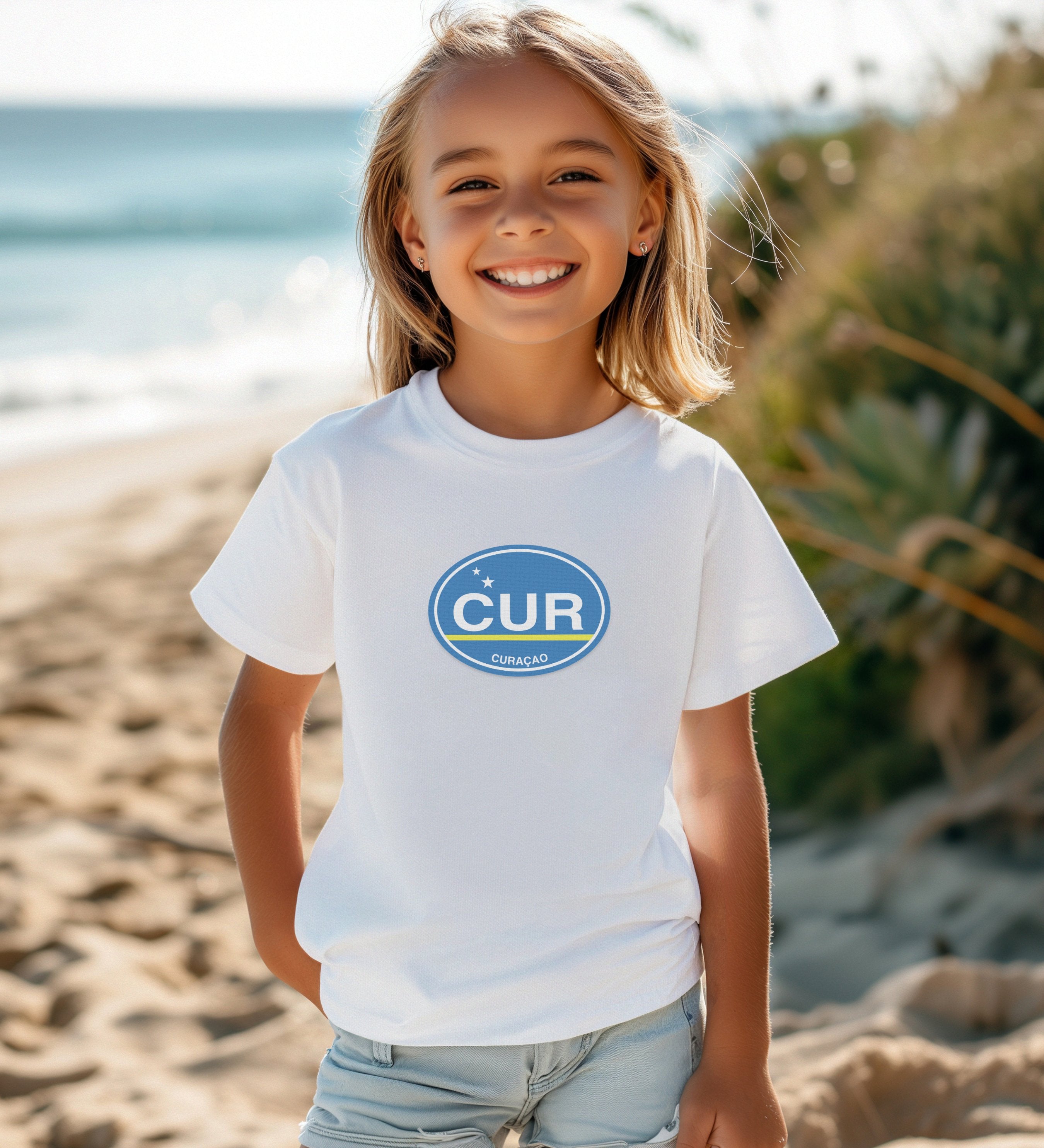 Curacao gift for posing by the colorful Handelskade youth clothing and travel souvenirs