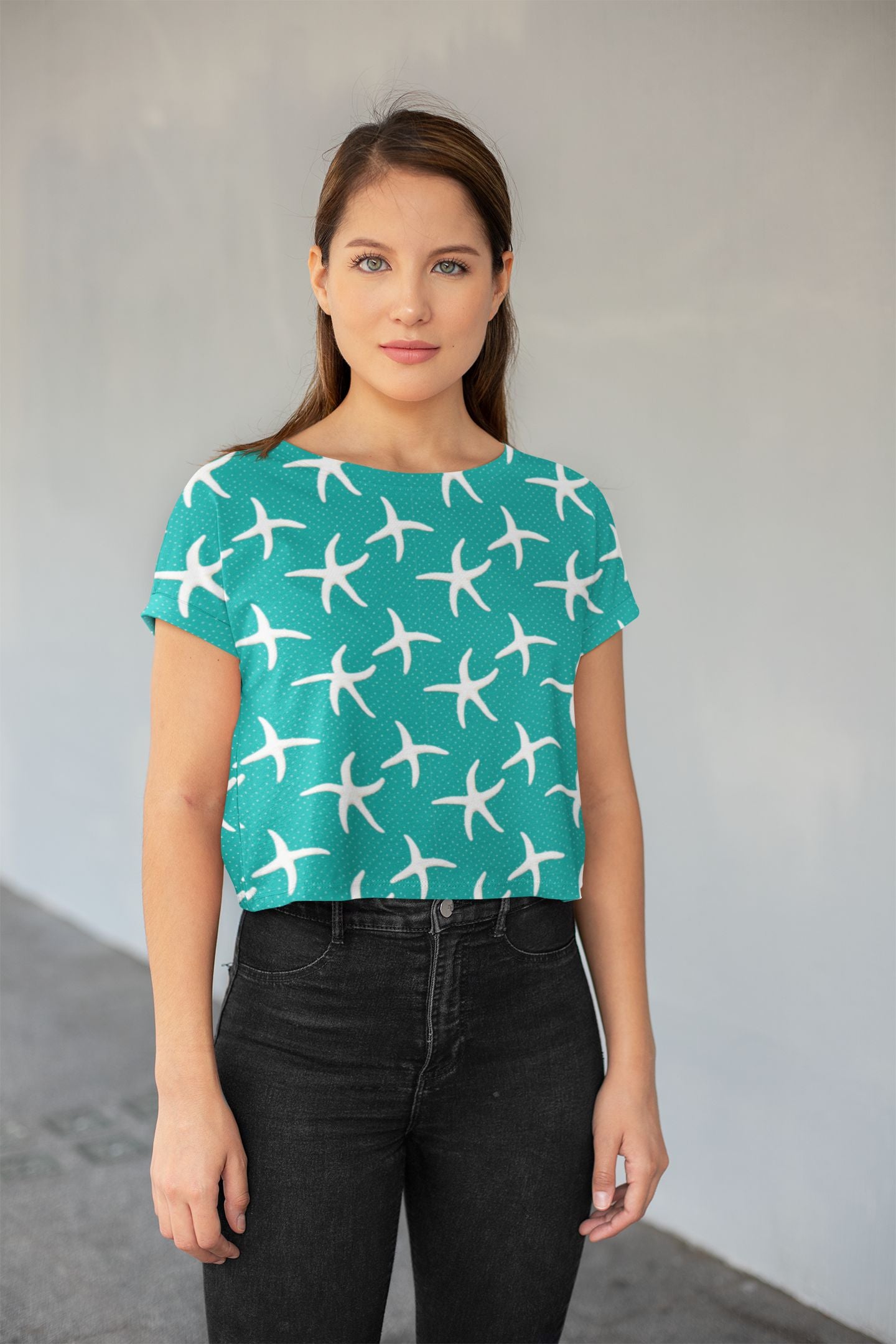 Aqua Starfish Women's Crop Tee