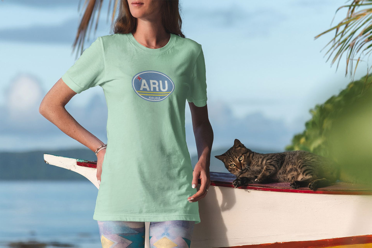 Aruba Flag Oval Logo T-Shirt Souvenir Gift  Mint