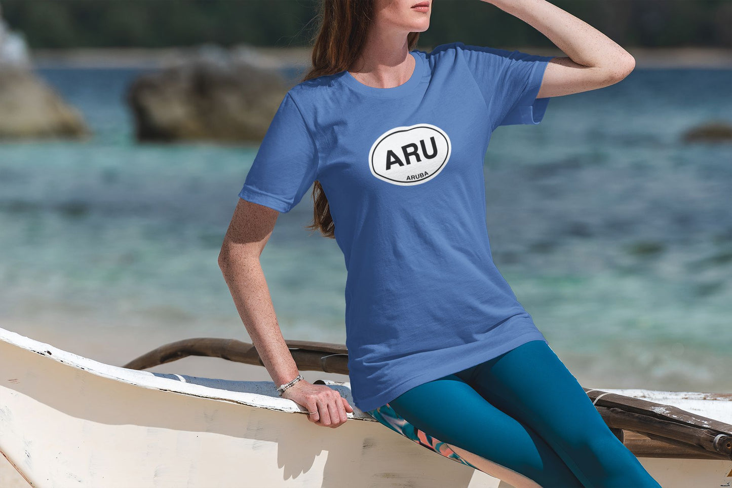 Aruba Classic Oval Logo T-Shirt Gift Souvenir Royal Blue