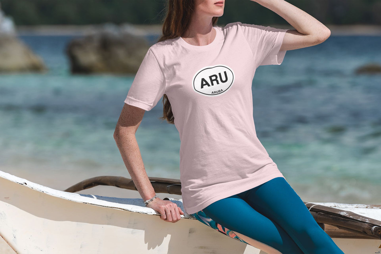 Aruba Classic Oval Logo T-Shirt Gift Souvenir Pink