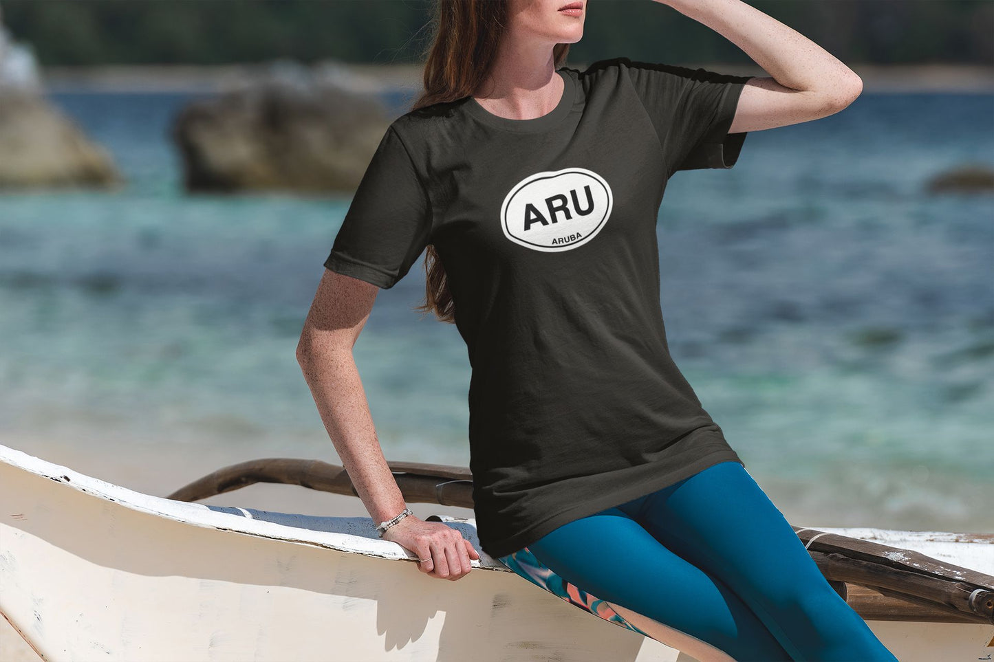 Aruba Classic Oval Logo T-Shirt Gift Souvenir Black