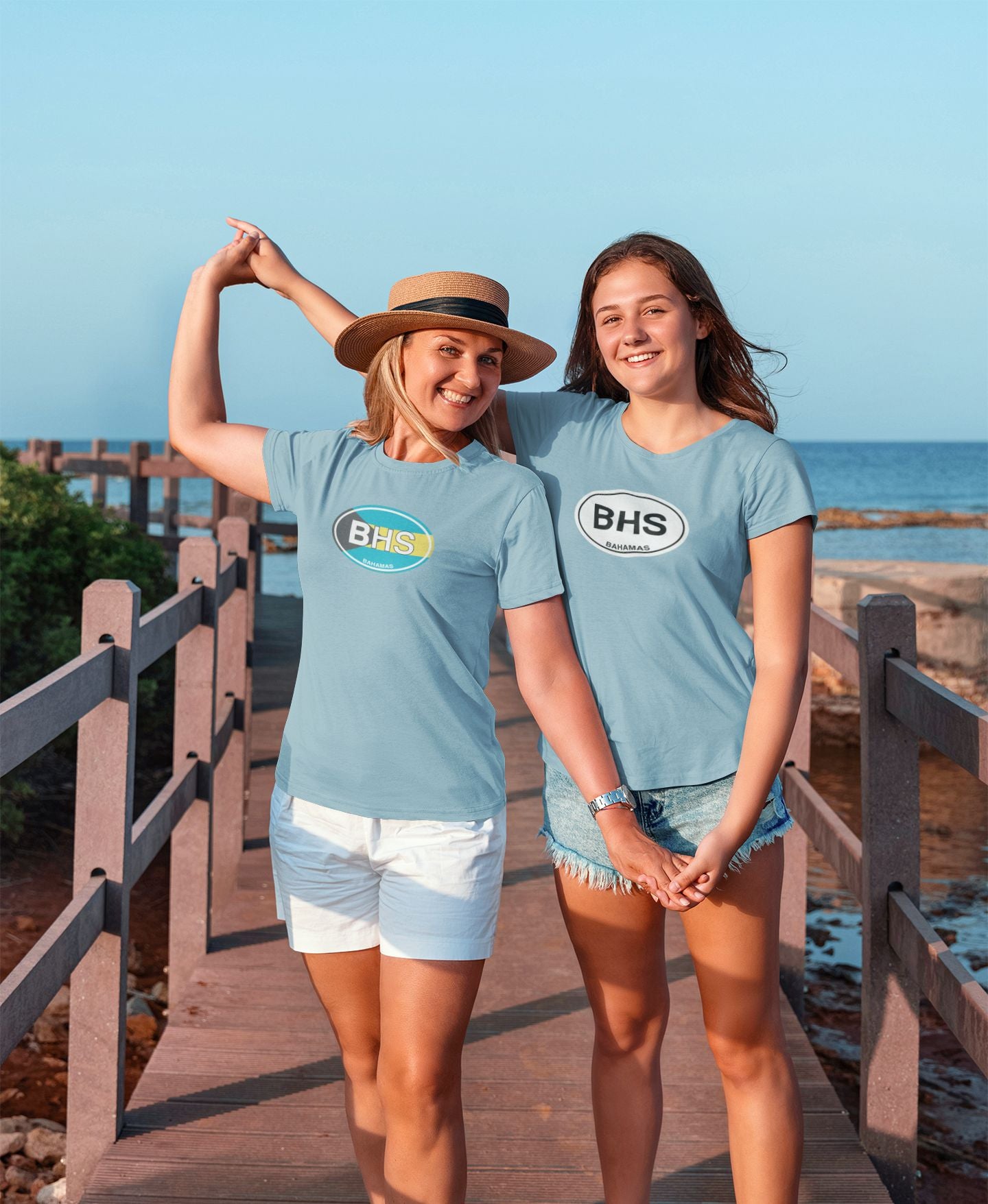 Bahamas Flag Oval Logo T-Shirt Gift Baby Blue