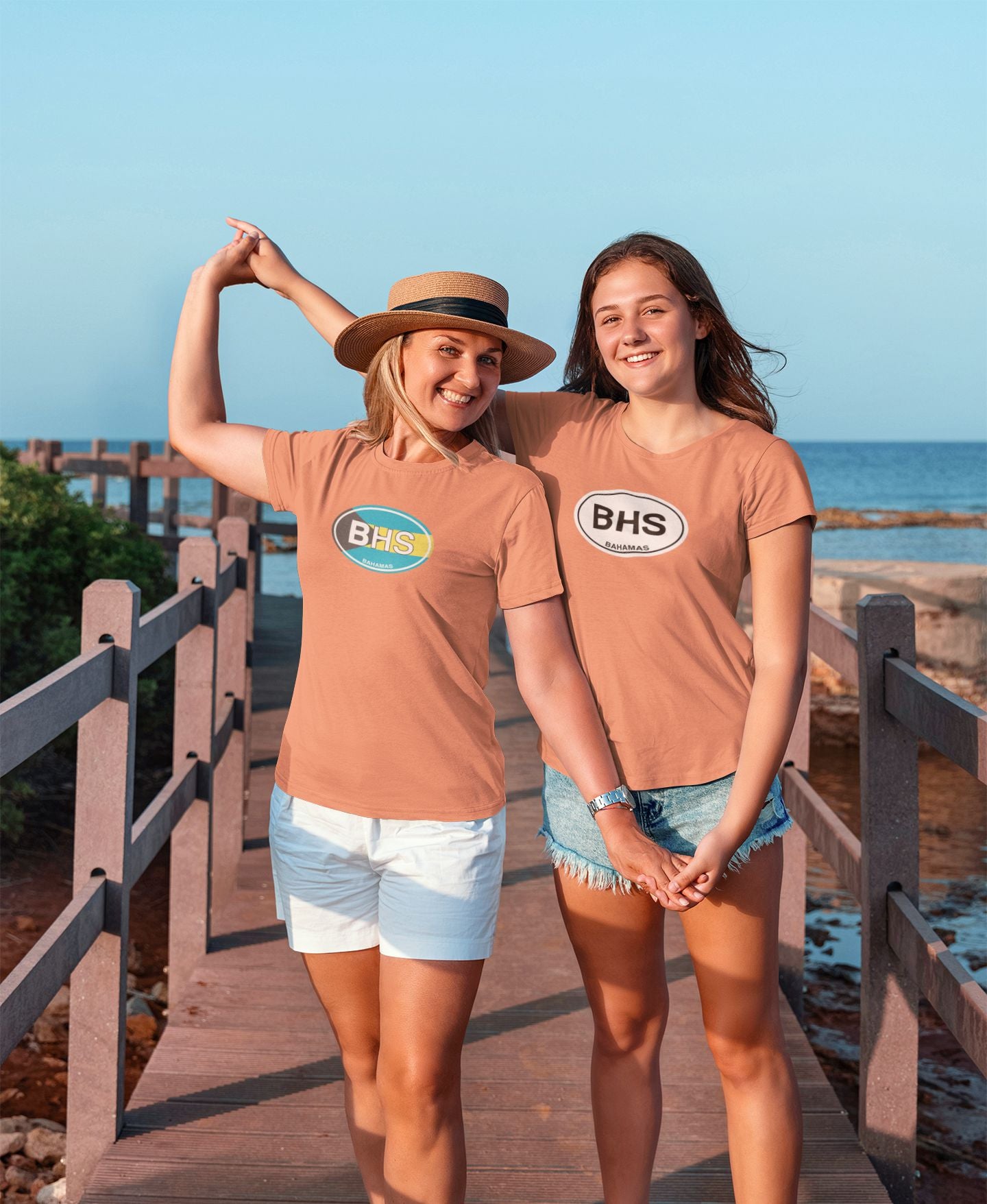 Bahamas Flag Oval Logo T-Shirt Gift Coral