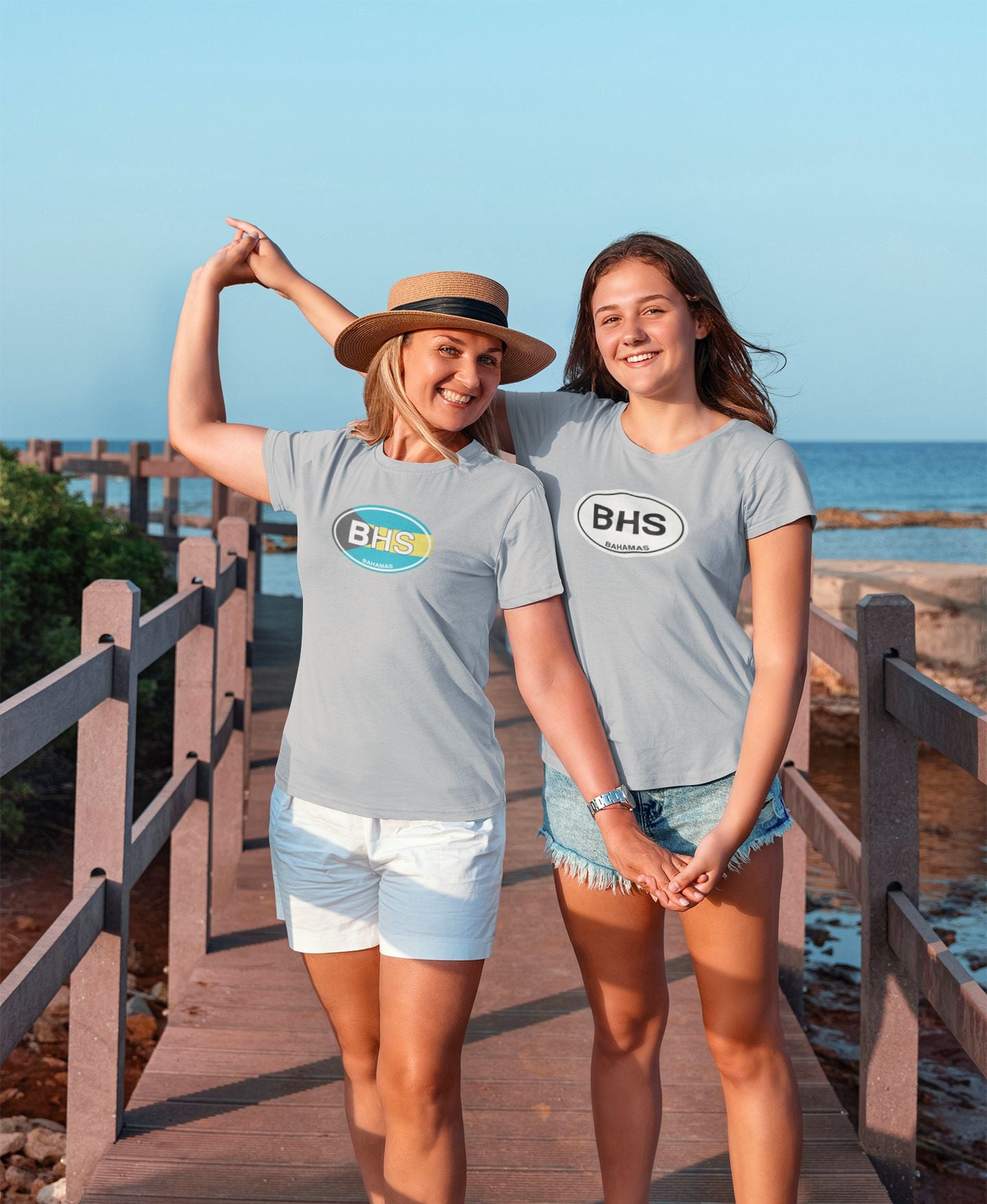 Bahamas Flag Oval Logo T-Shirt Gift Grey Gray