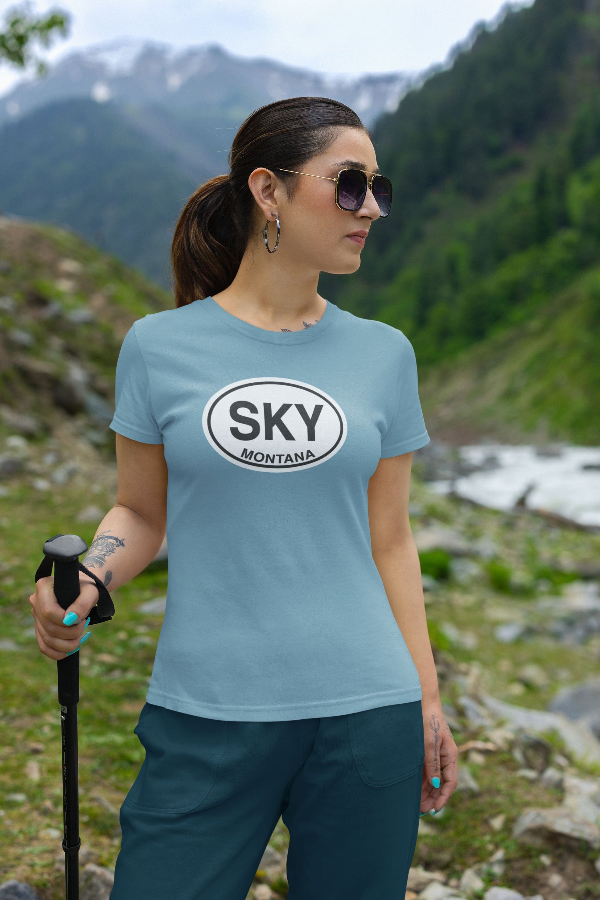 Big Sky Montana T-Shirt Travel Baby Blue