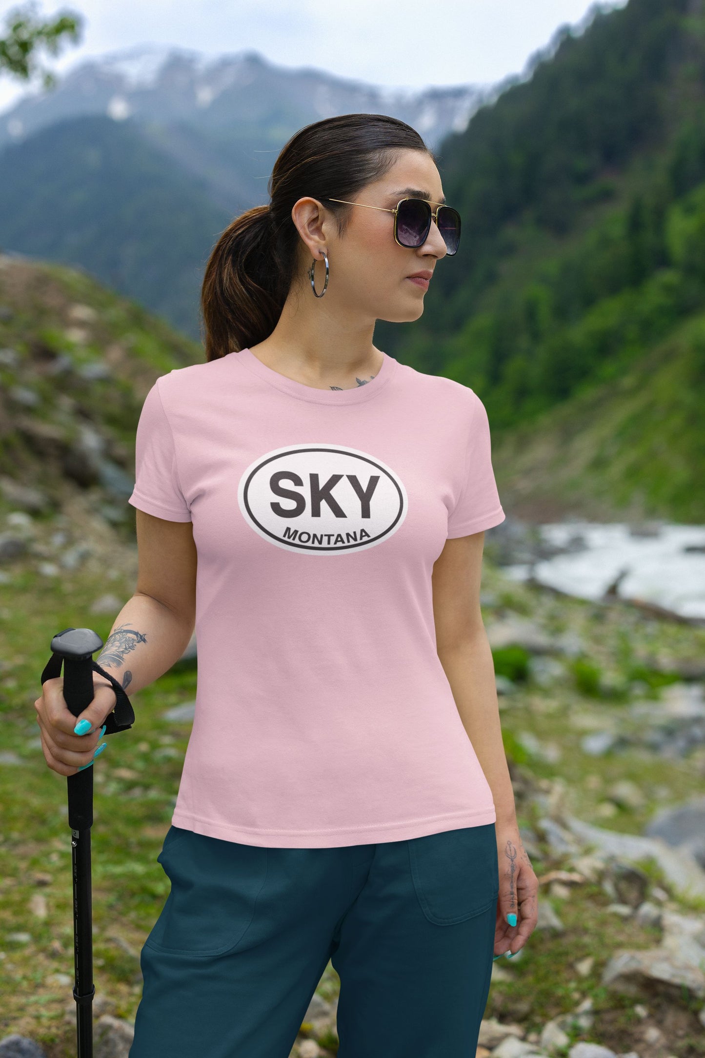  Big Sky Montana T-Shirt Travel Pink