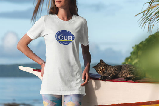 Curacao Flag Oval Logo T-Shirt Gift Souvenir White