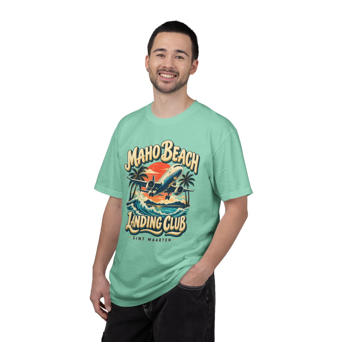 Maho Beach Landing Club Comfort Colors 1717, supplier person 1 front mockup