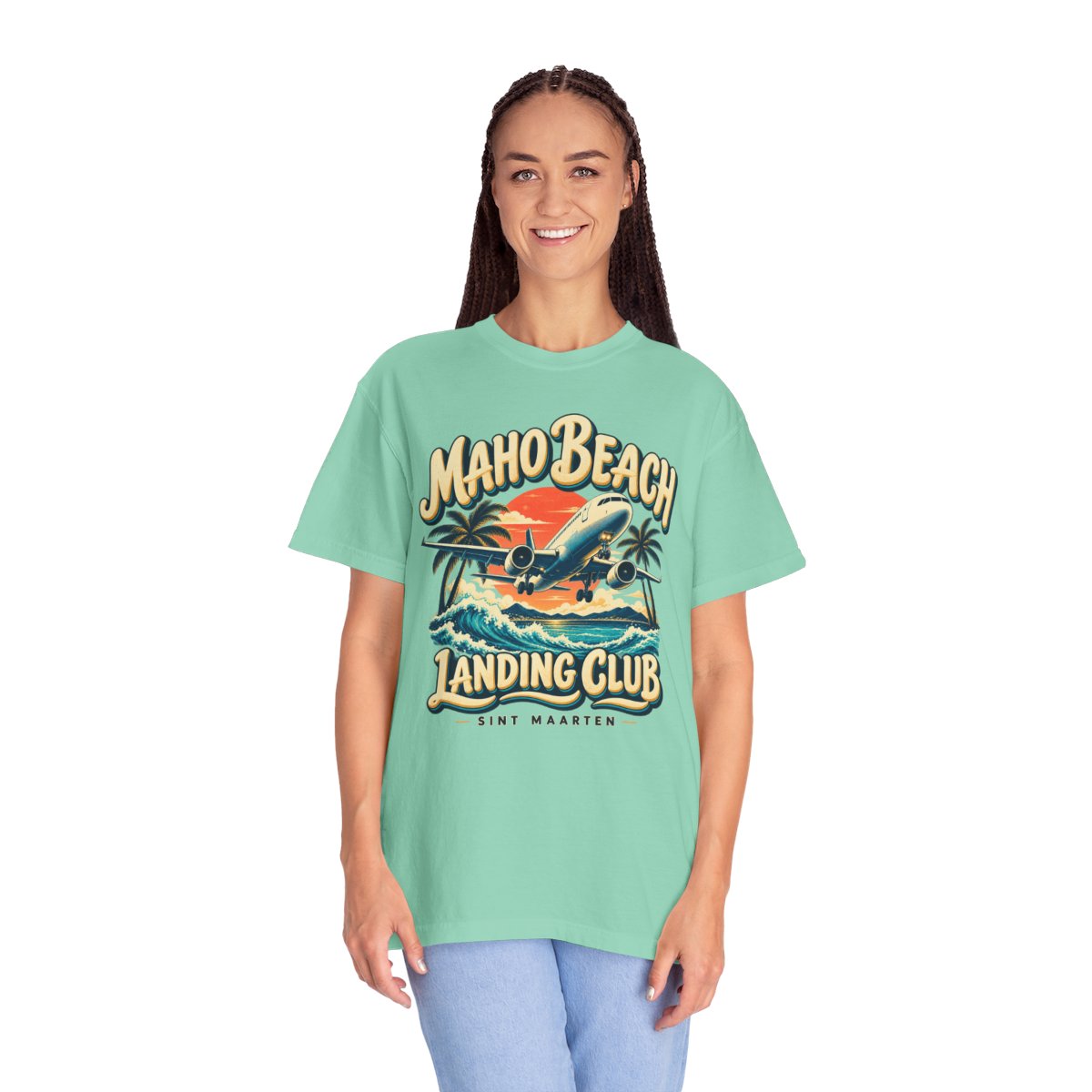 Maho Beach Landing Club Comfort Colors 1717, supplier person 2 mockup