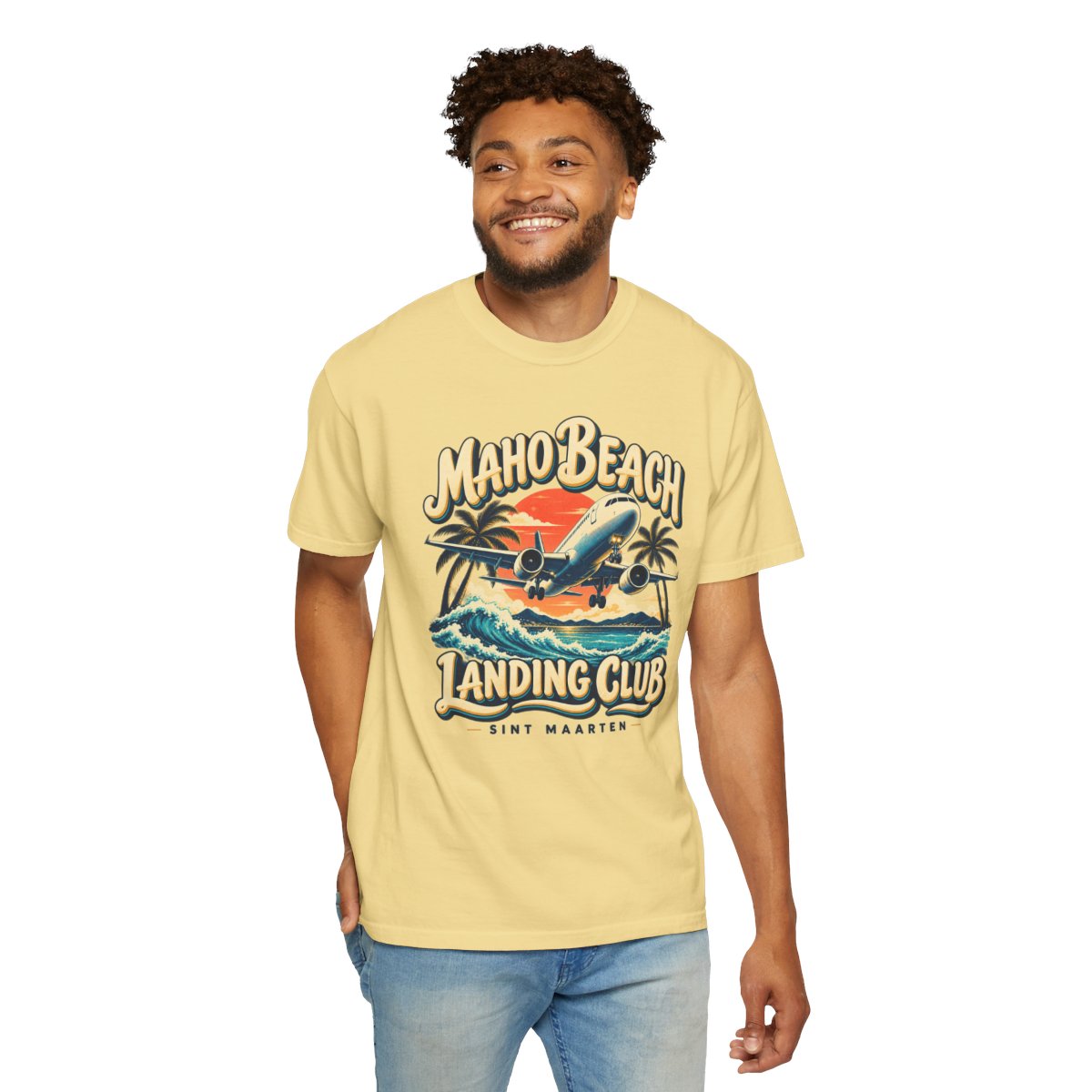 Maho Beach Landing Club Comfort Colors 1717, supplier person 4 front mockup