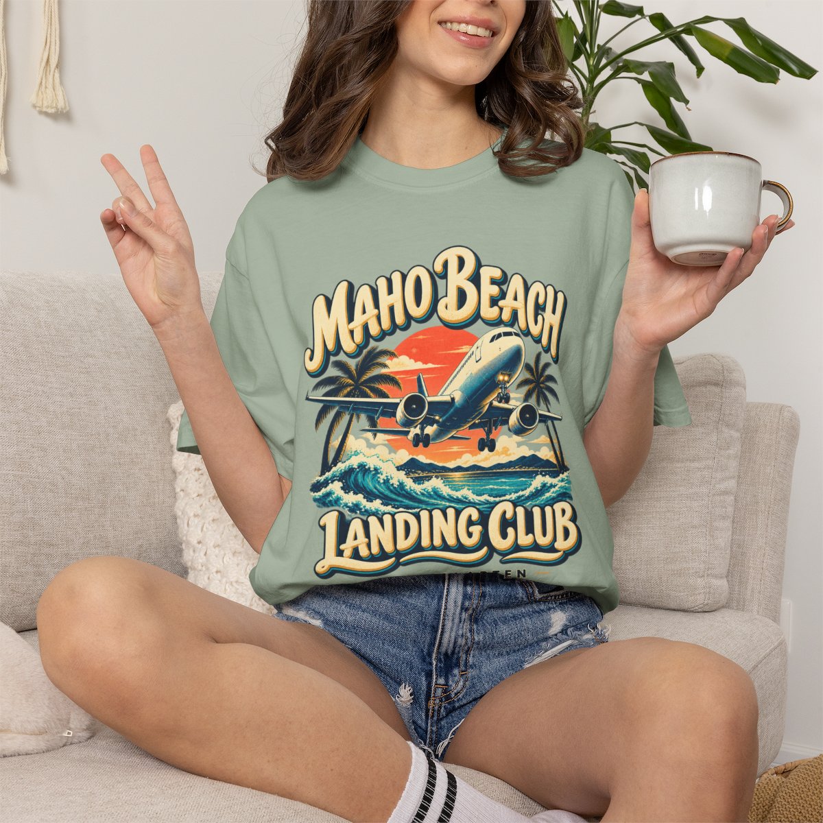 Maho Beach Landing Club Comfort Colors 1717, supplier person 5 context 2 mockup
