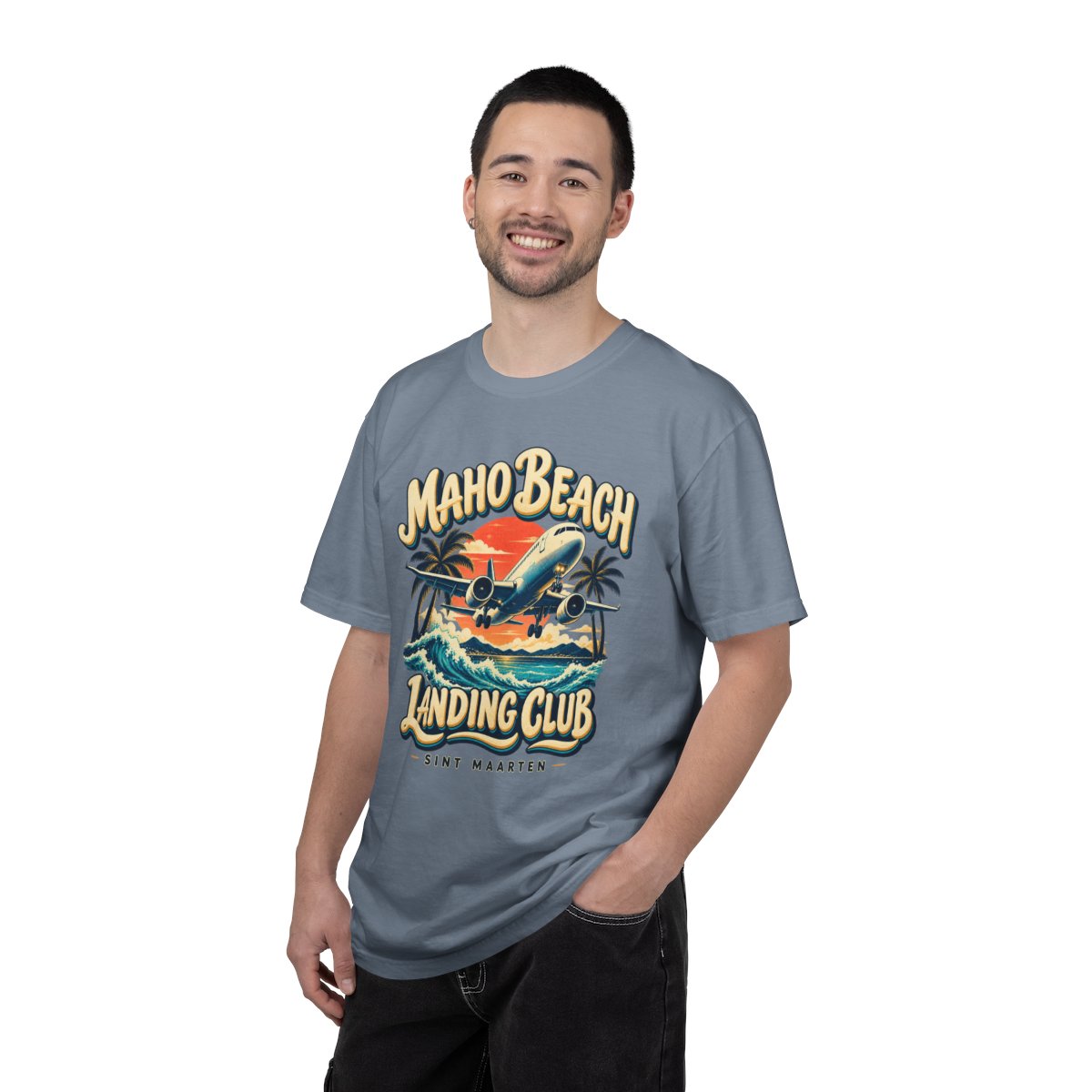 Maho Beach Landing Club Comfort Colors 1717, supplier person 1 front mockup