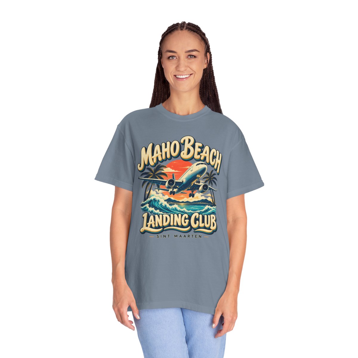 Maho Beach Landing Club Comfort Colors 1717, supplier person 2 mockup