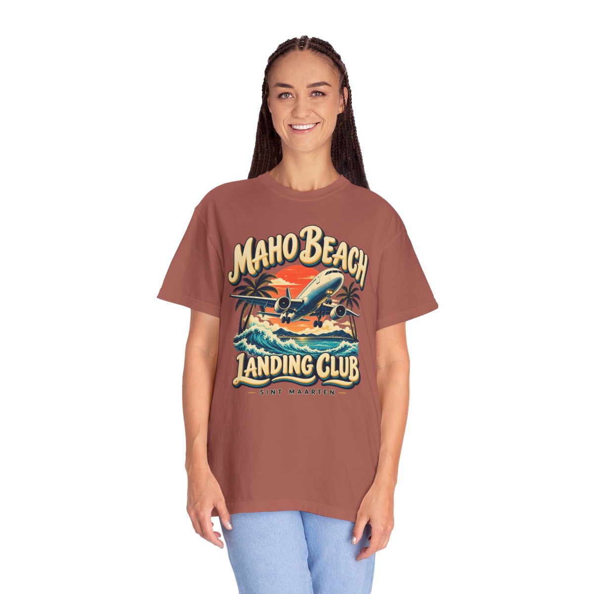 Maho Beach Landing Club Comfort Colors 1717, supplier person 2 mockup