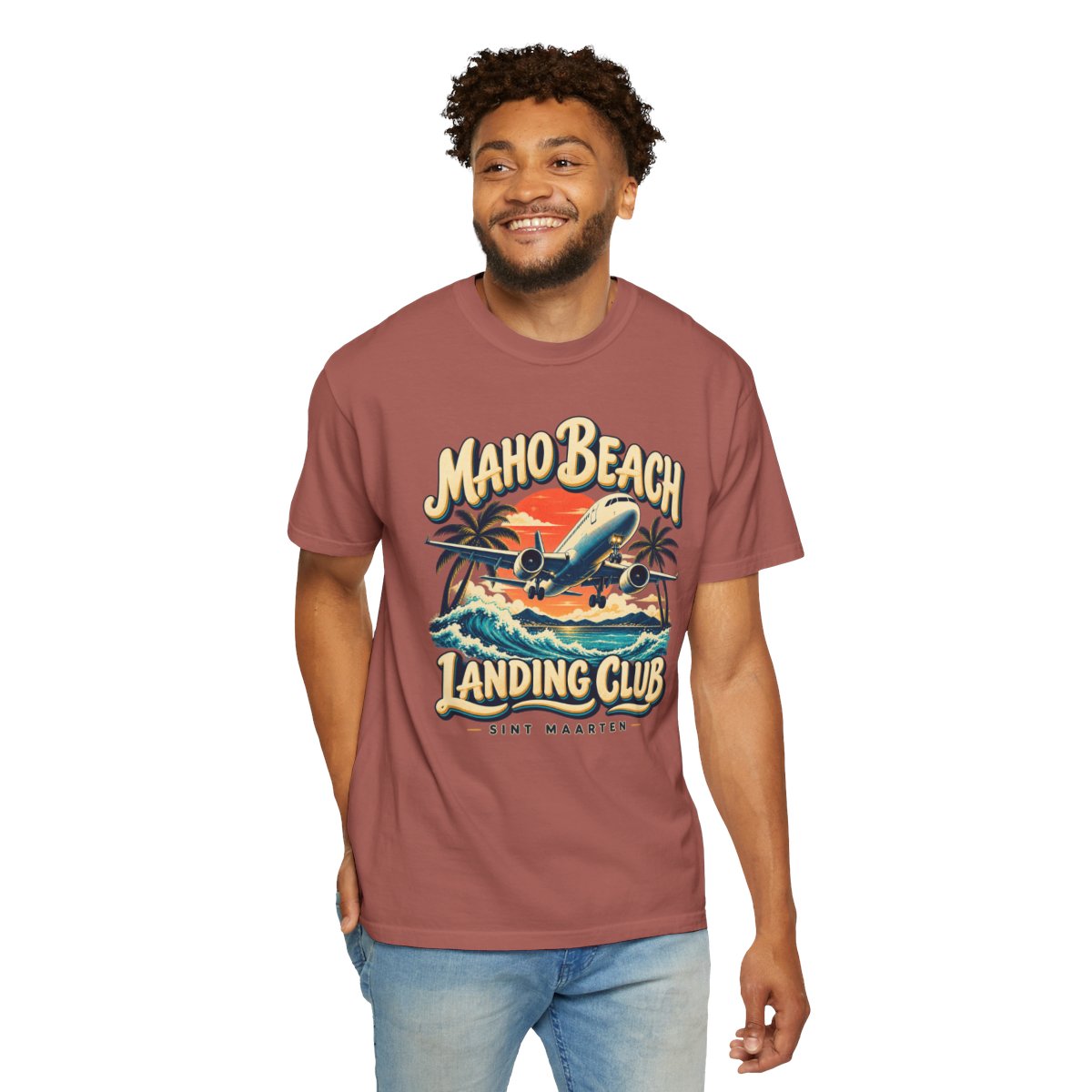 Maho Beach Landing Club Comfort Colors 1717, supplier person 4 front mockup