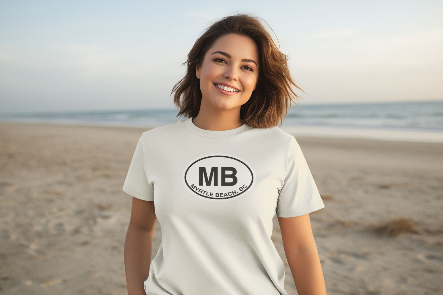 Myrtle Beach T-Shirt Gift Oval Logo White