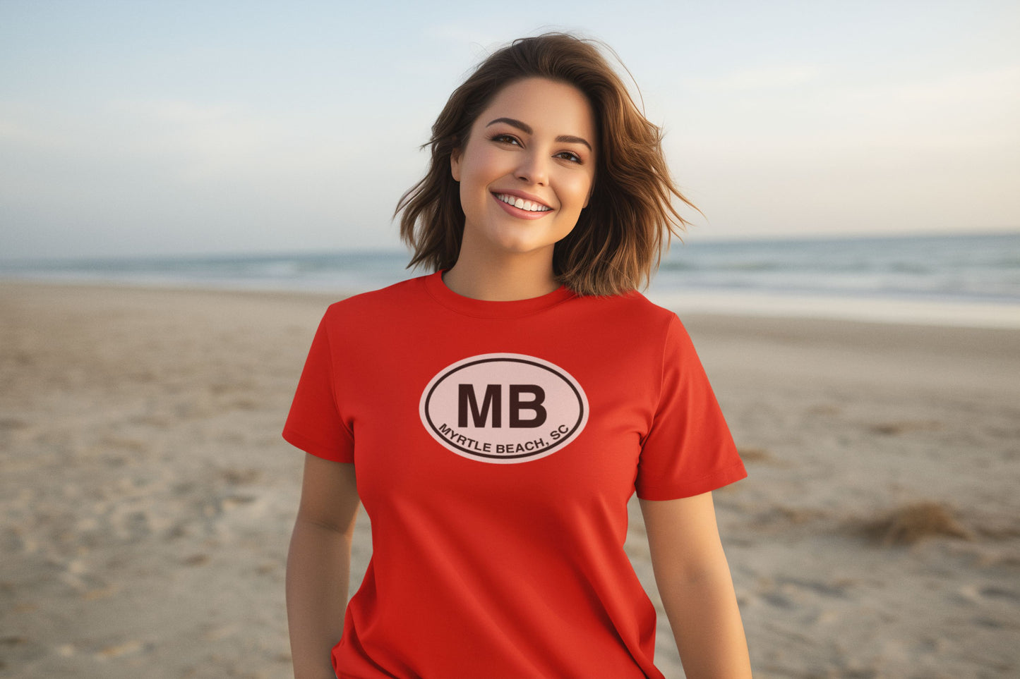 Myrtle Beach T-Shirt Gift Oval Logo Red