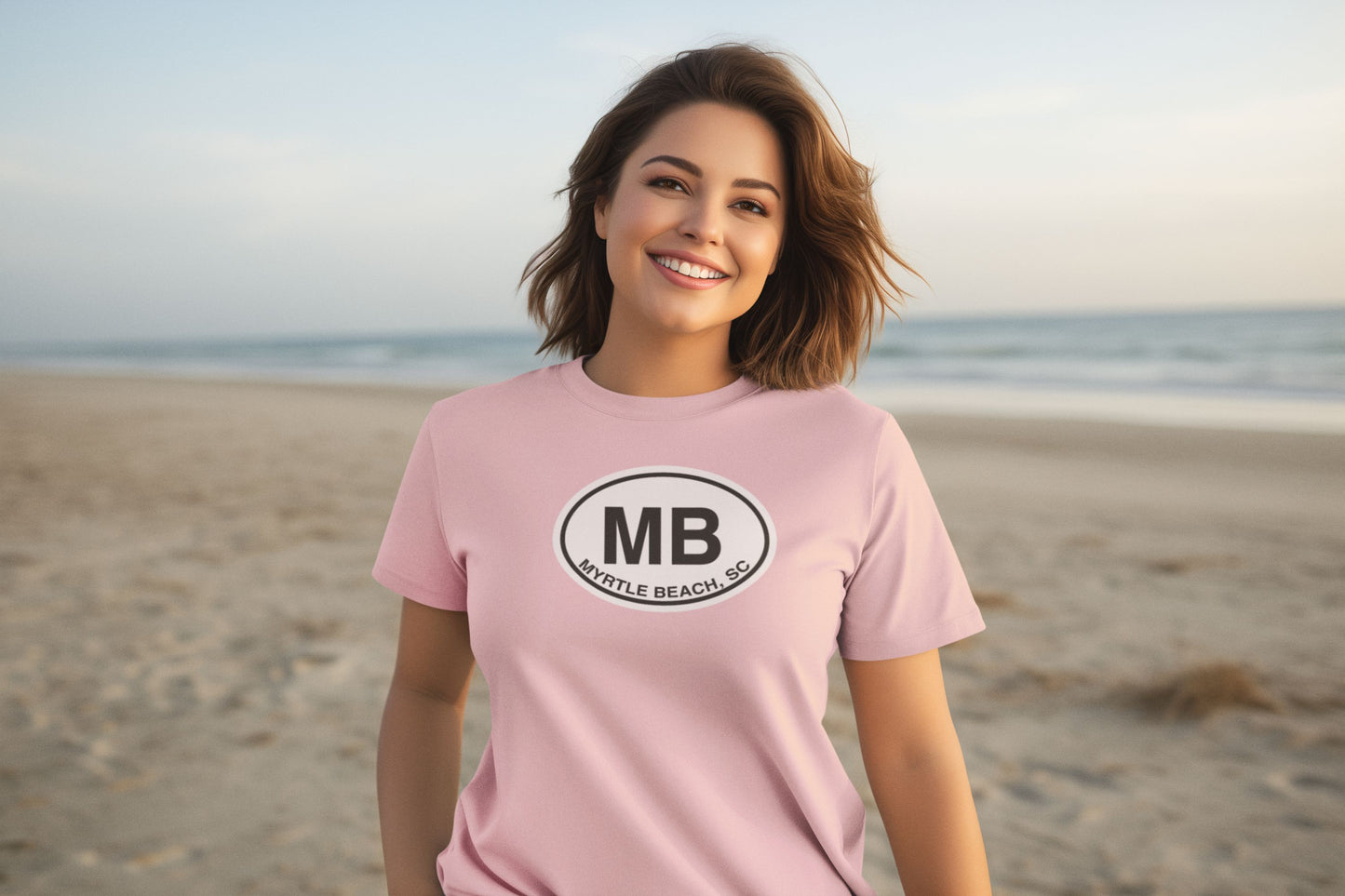 Myrtle Beach T-Shirt Gift Oval Logo Pink