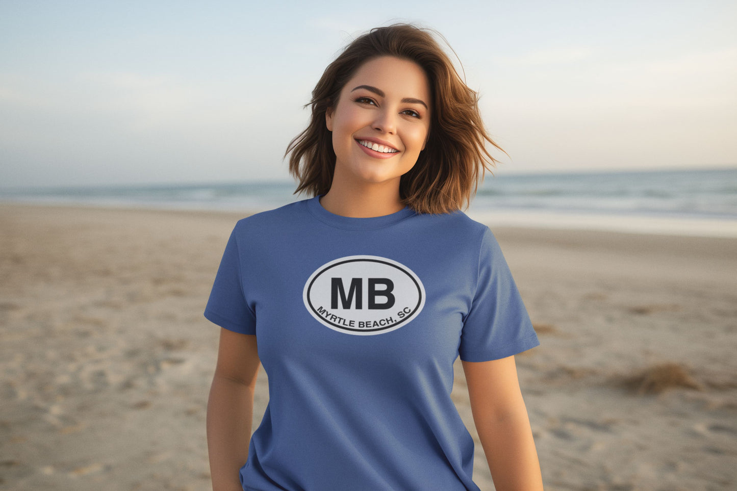 Myrtle Beach T-Shirt Gift Oval Logo Royal Blue