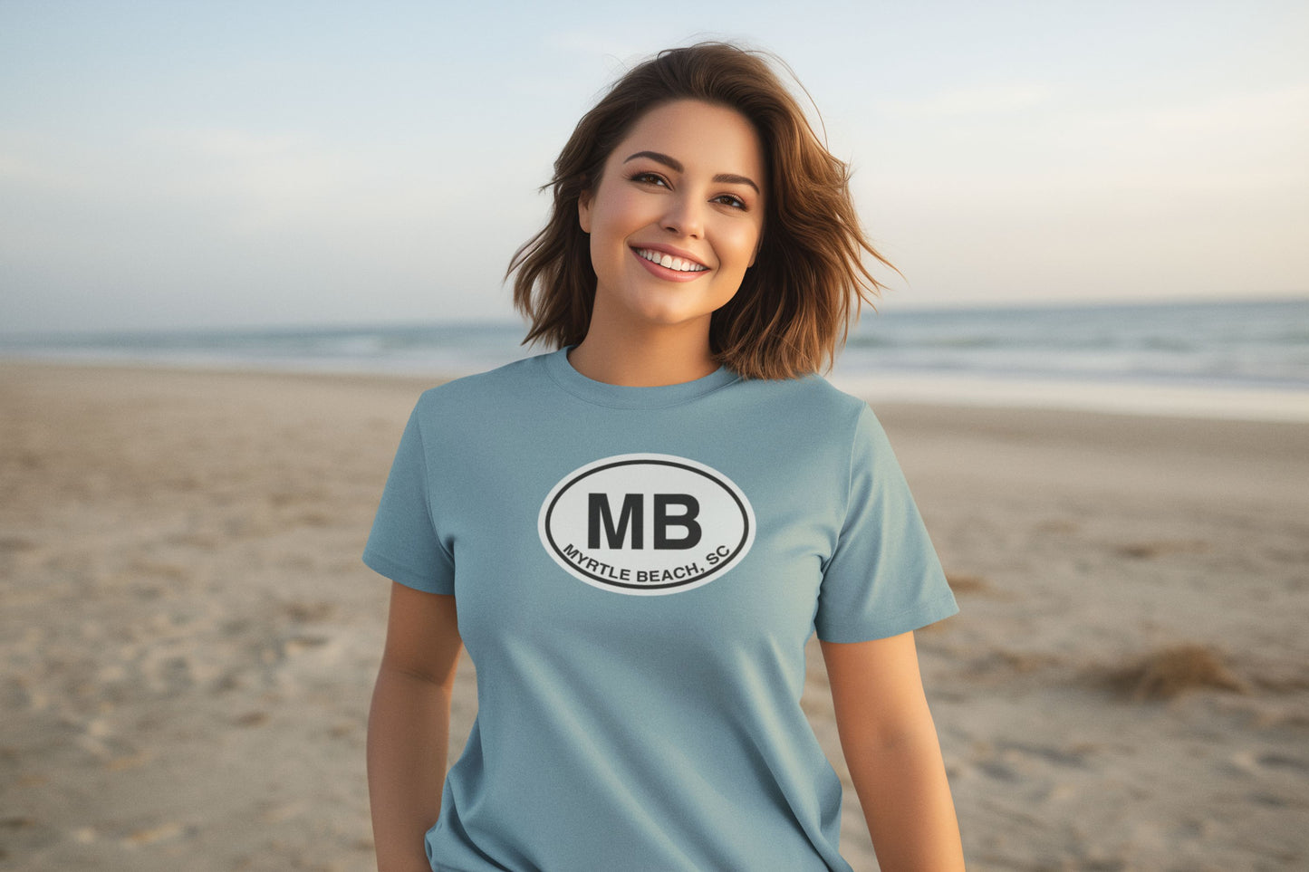 Myrtle Beach T-Shirt Gift Oval Logo Baby Blue