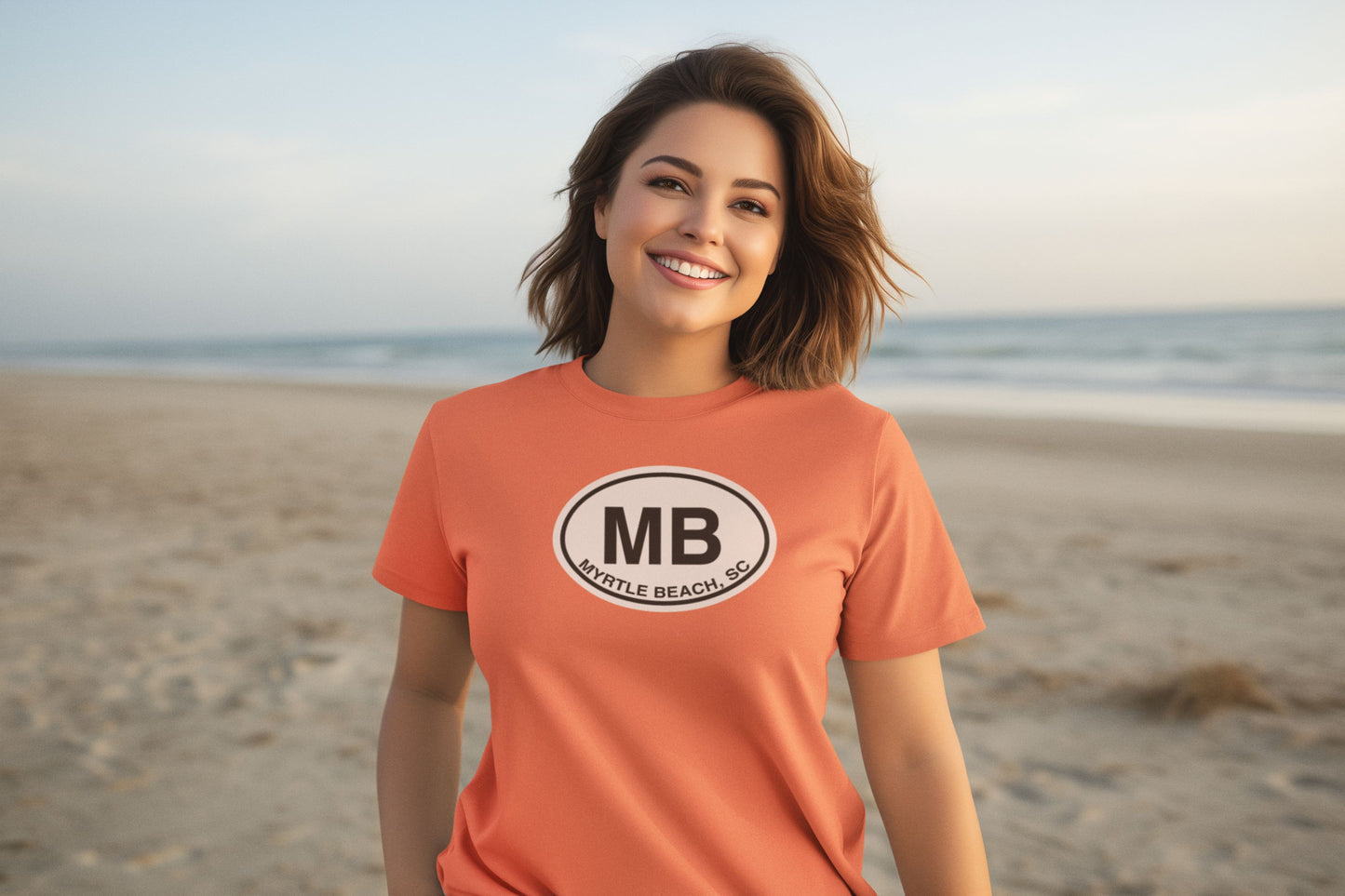 Myrtle Beach T-Shirt Gift Oval Logo Coral