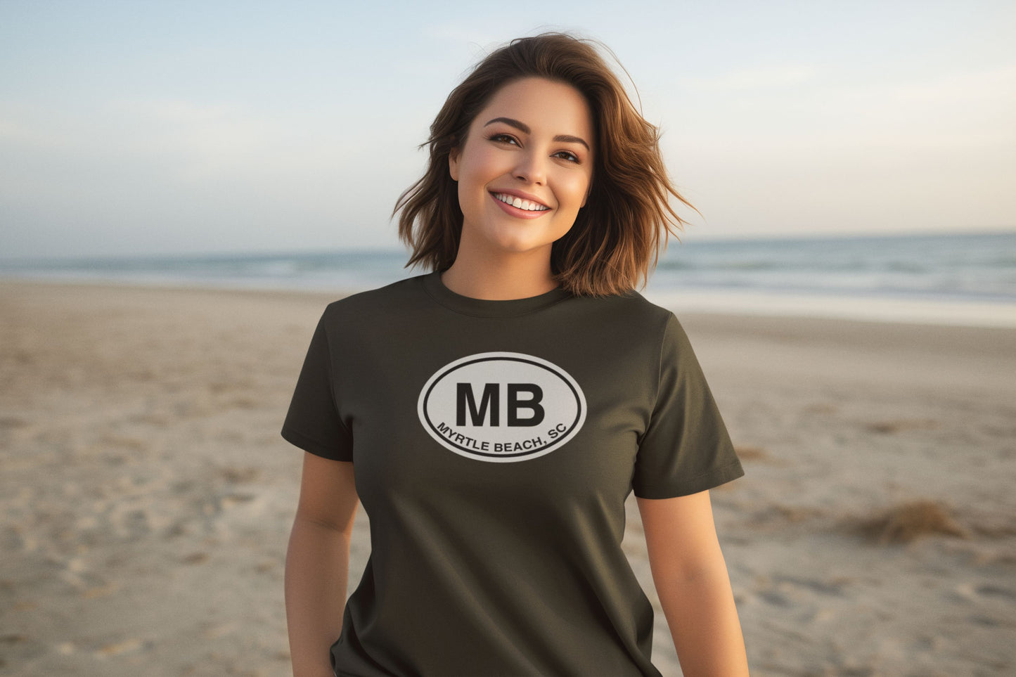 Myrtle Beach T-Shirt Gift Oval Logo Black