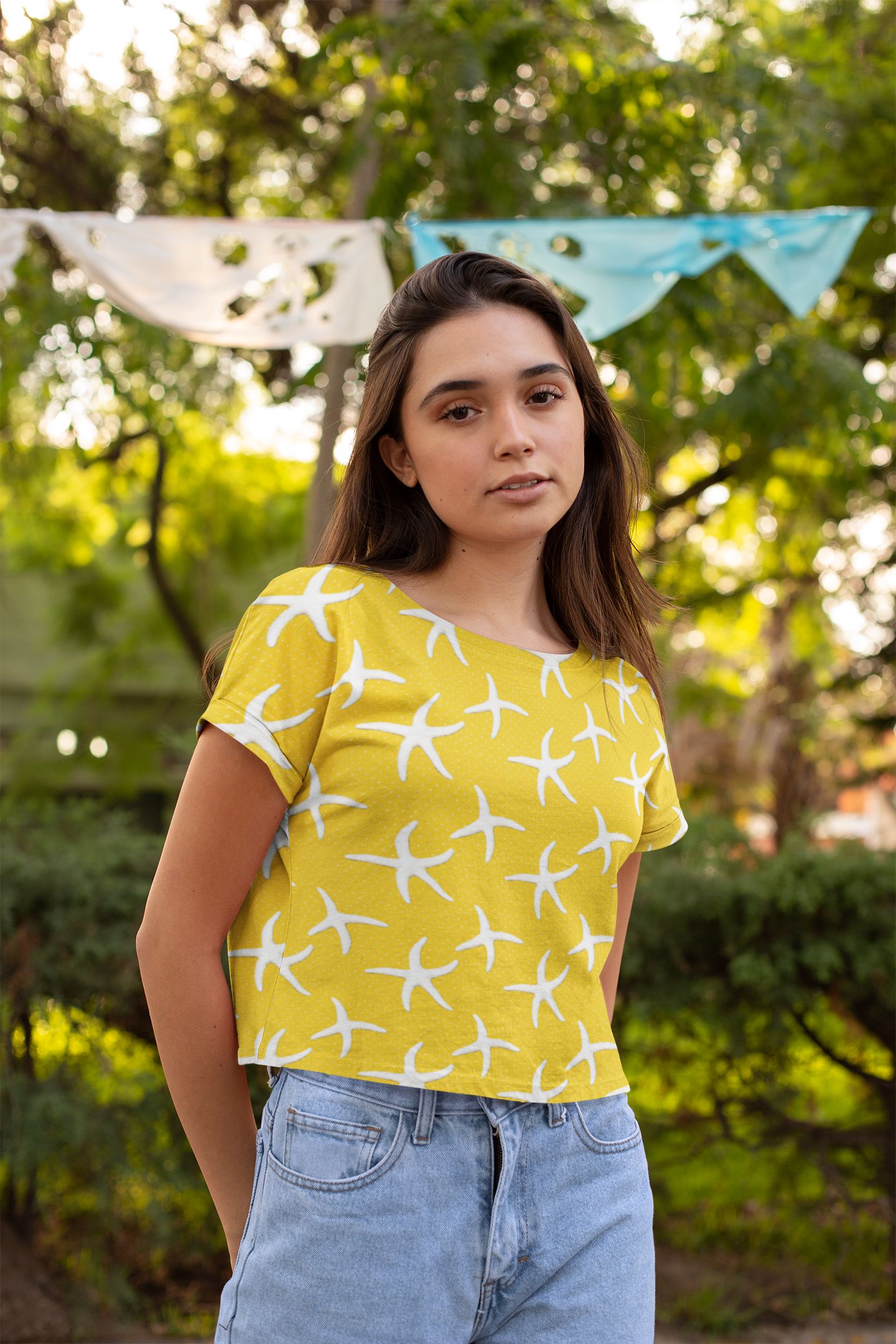 Women's Yellow Starfish Crop Top