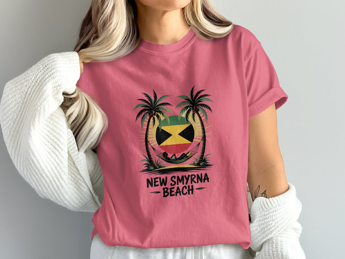New Smyrna Beach Graphic Pink T-Shirt product type