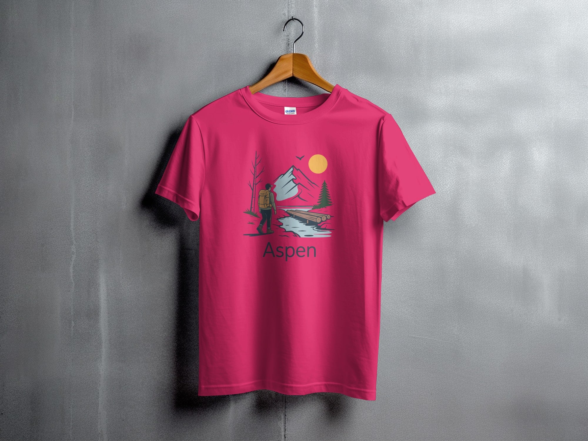 Aspen Illustration on Pink T-Shirt product
