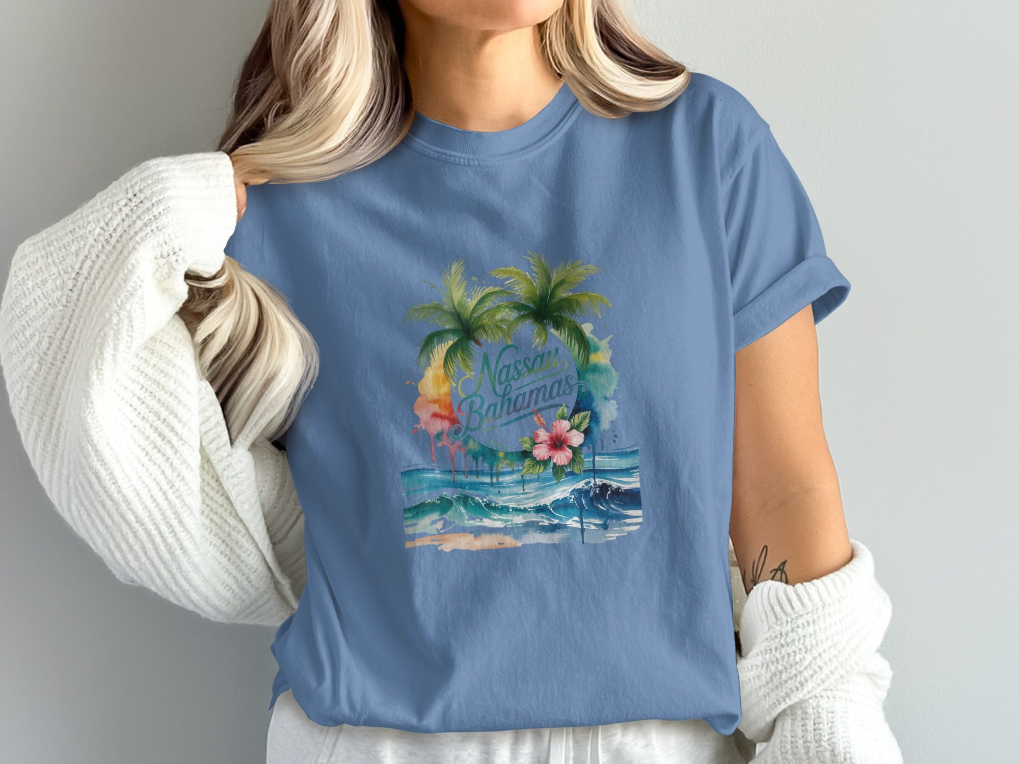 Nassau Bahamas Scenic Blue Graphic T Shirt product type