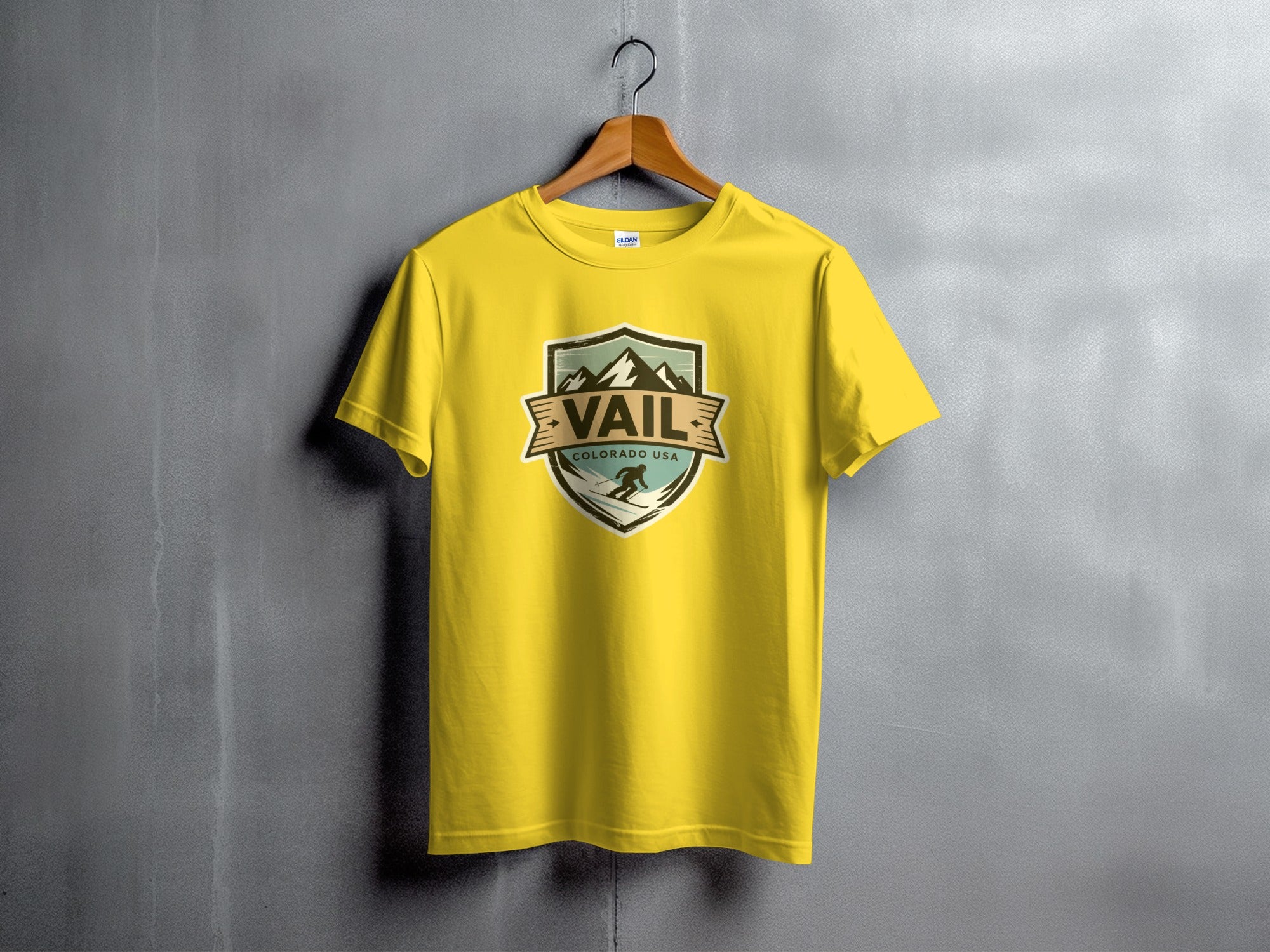 Vail Colorado USA Crest Graphic Yellow T-shirt product