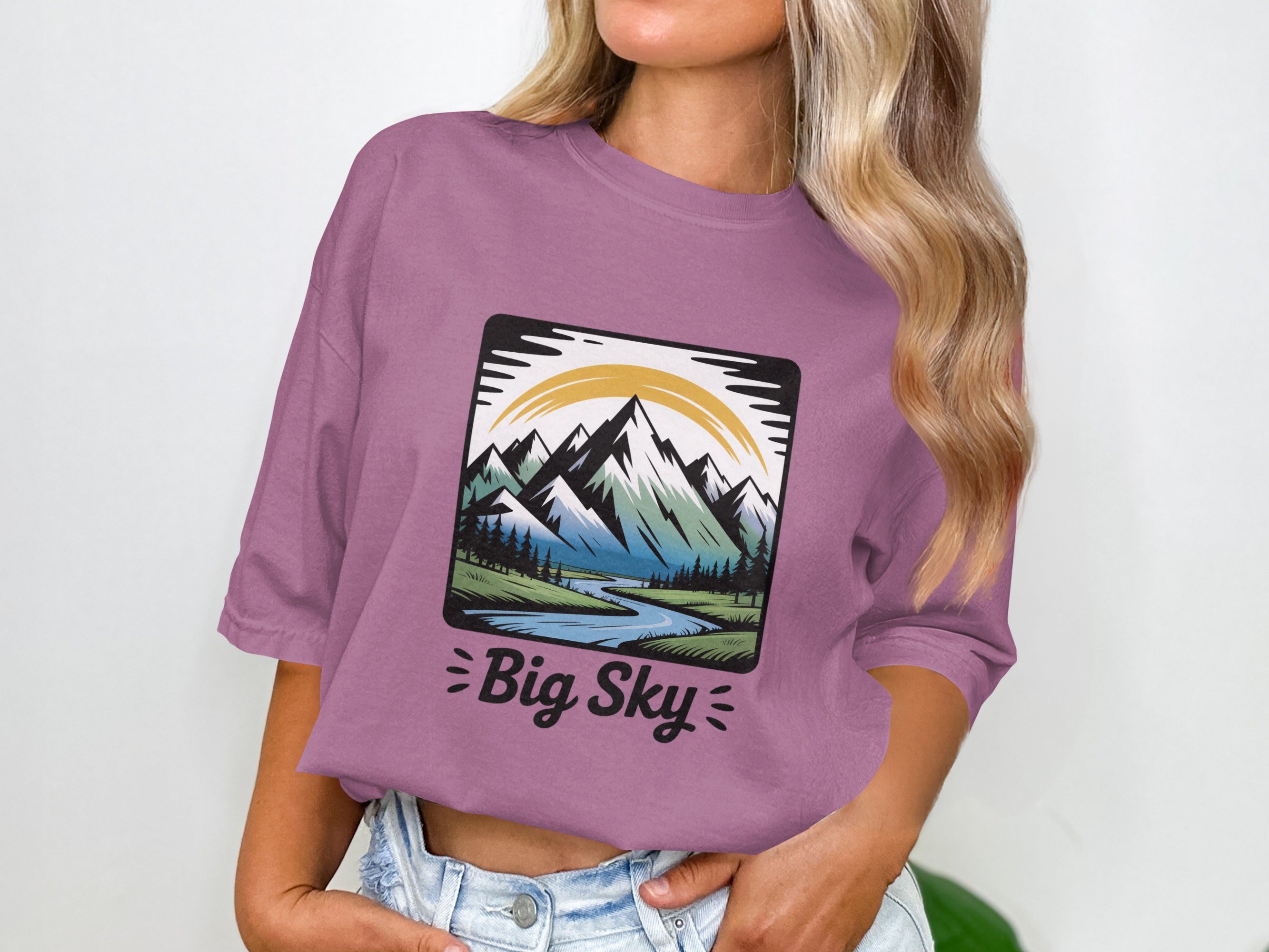 Big Sky Purple Relaxed Fit Graphic T-Shirt product