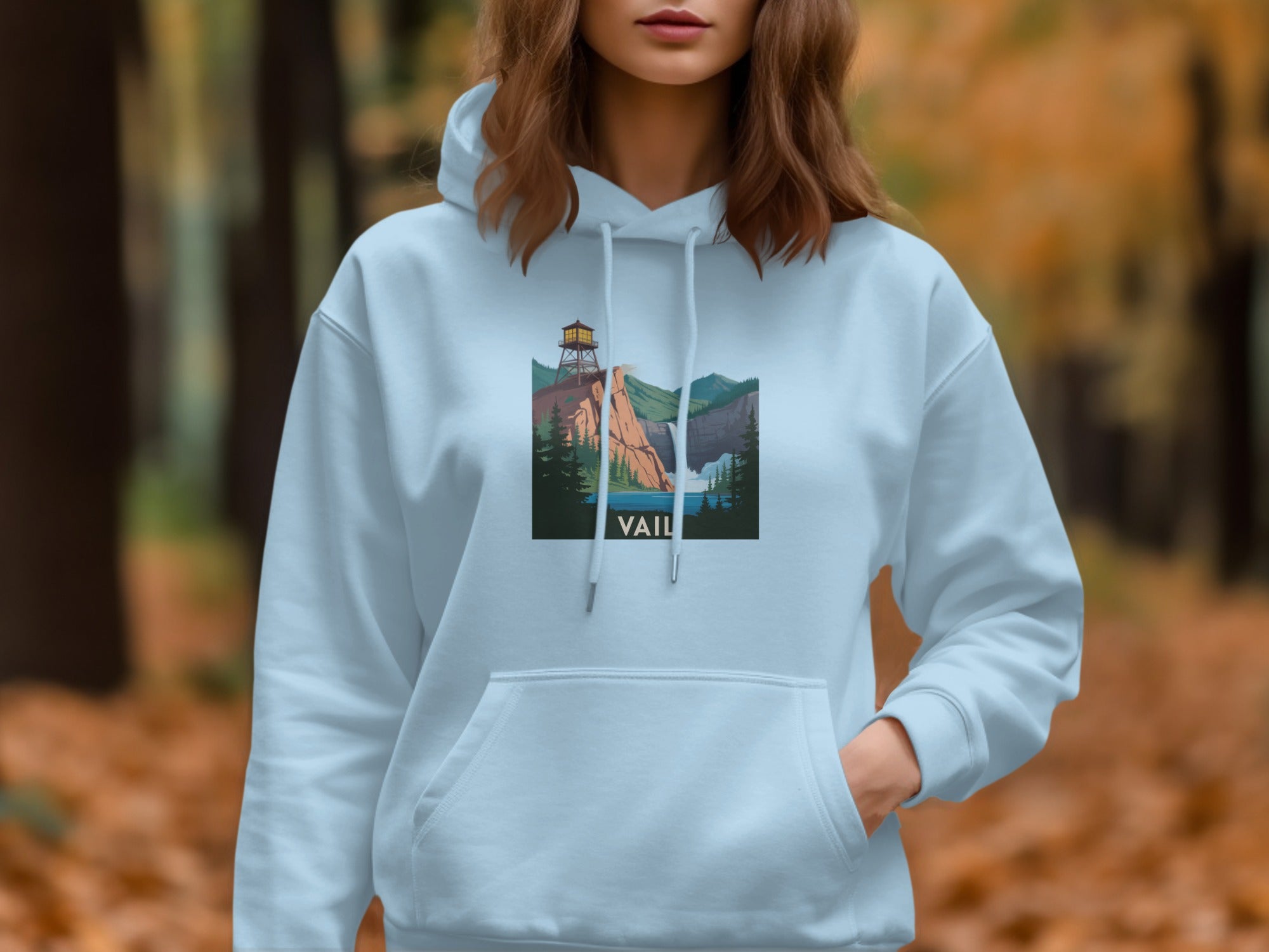 Vail Gorge Lighthouse Autumn Scenic Print Hoodie product