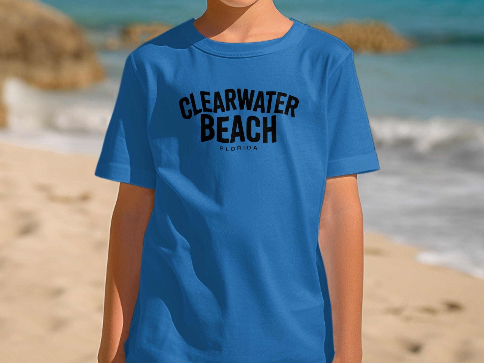 Clearwater Beach Florida Blue Short Sleeve T-Shirt product type
