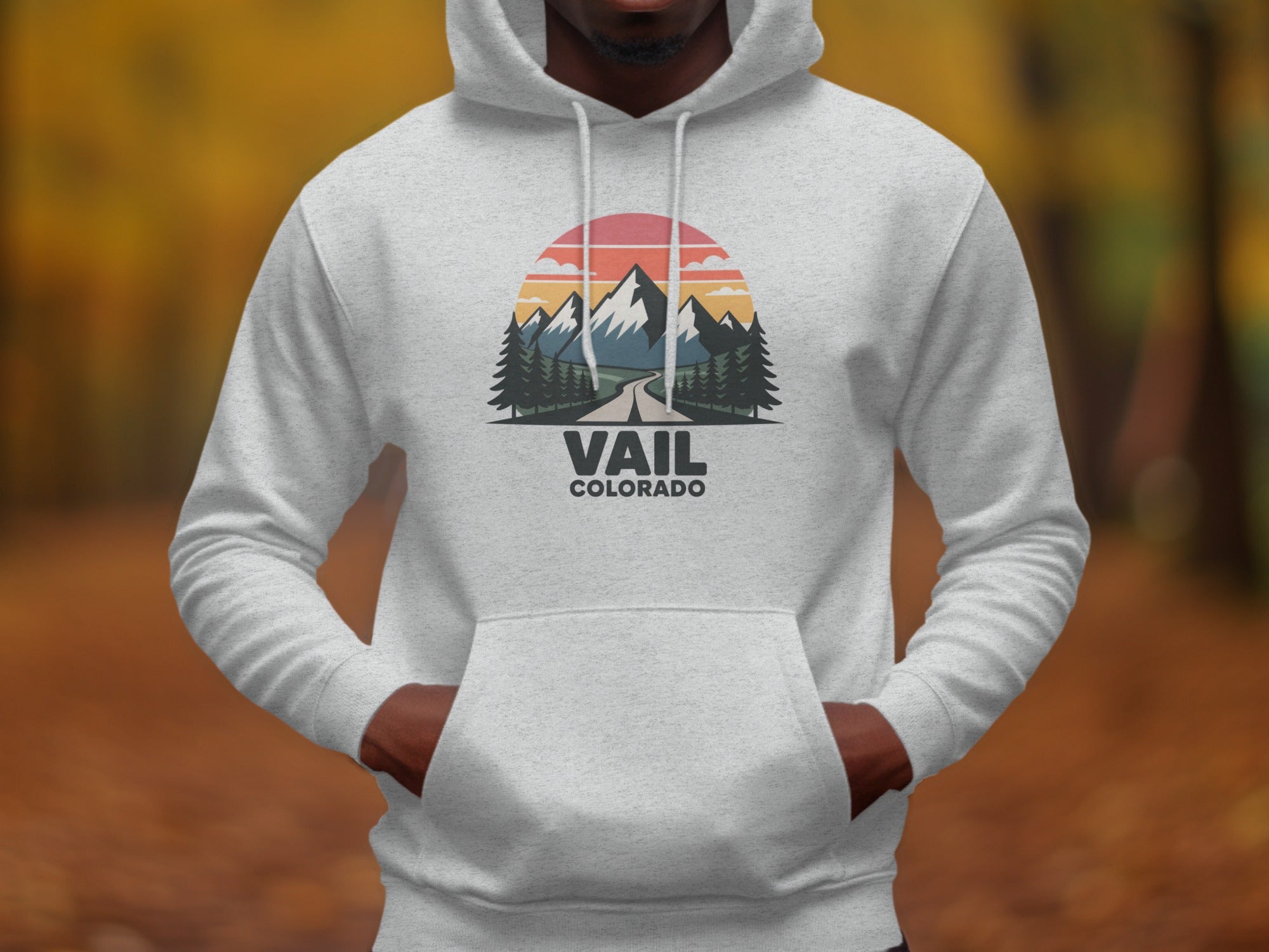 Vail Colorado Hoodie with Mountain and Sunset Graphic product type