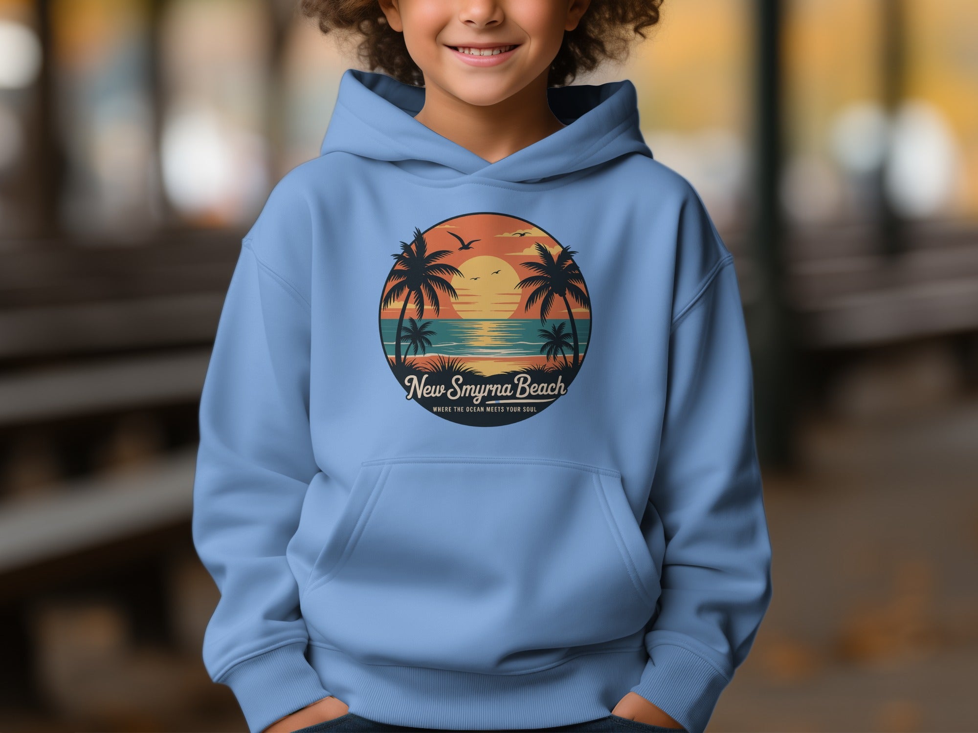 New Smyrna Beach Sunset Palm Trees Design Hoodie product type