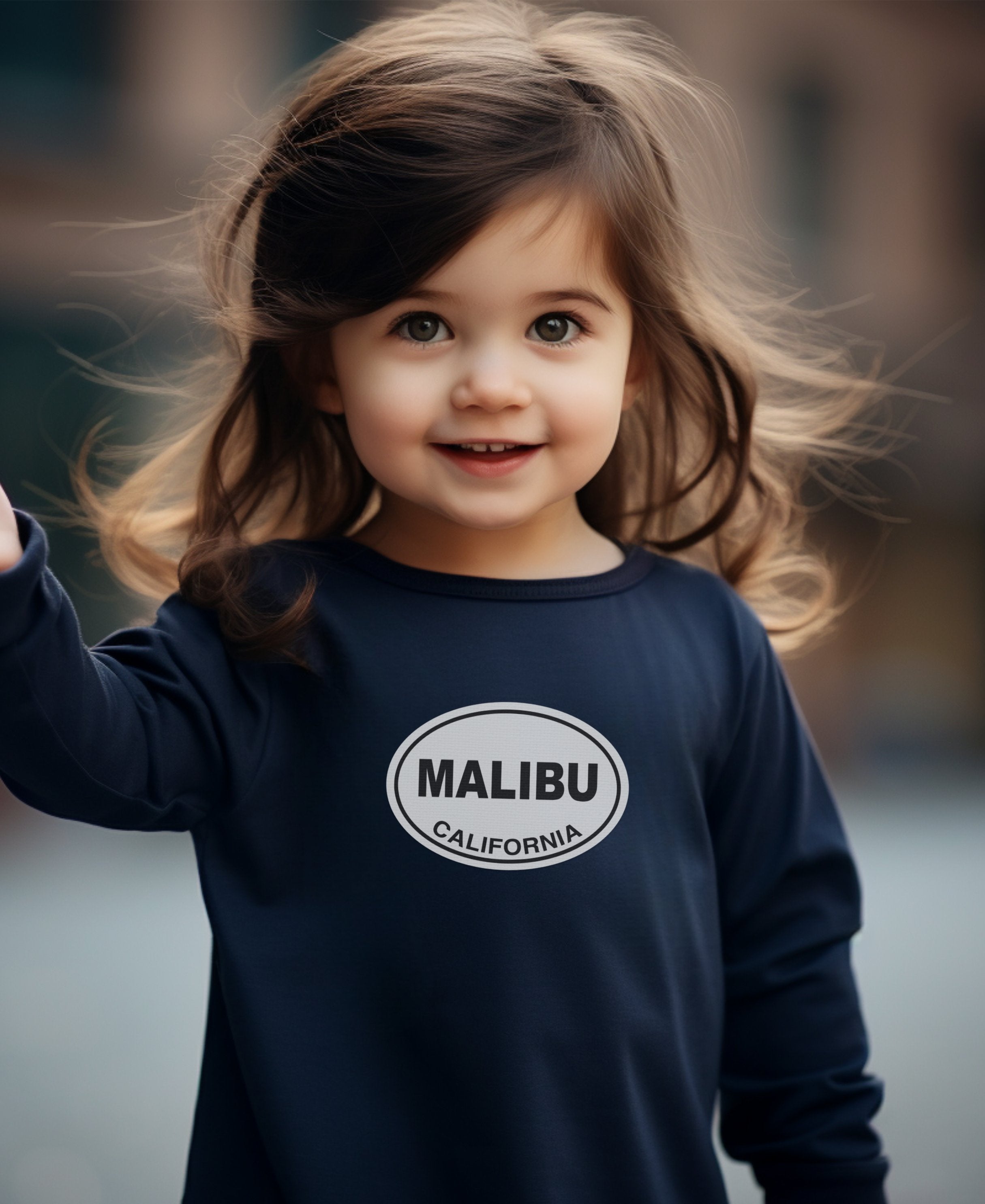 Malibu walking the pier at Malibu Lagoon State Beach Toddler Long Sleeve T-Shirt