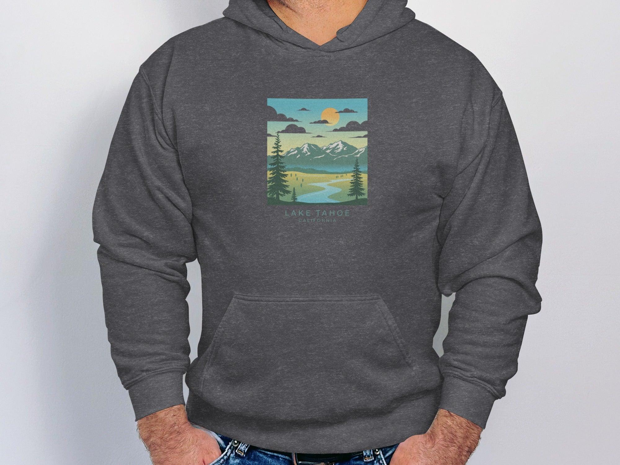 Lake Tahoe Scenic Mountain Illustration Hoodie