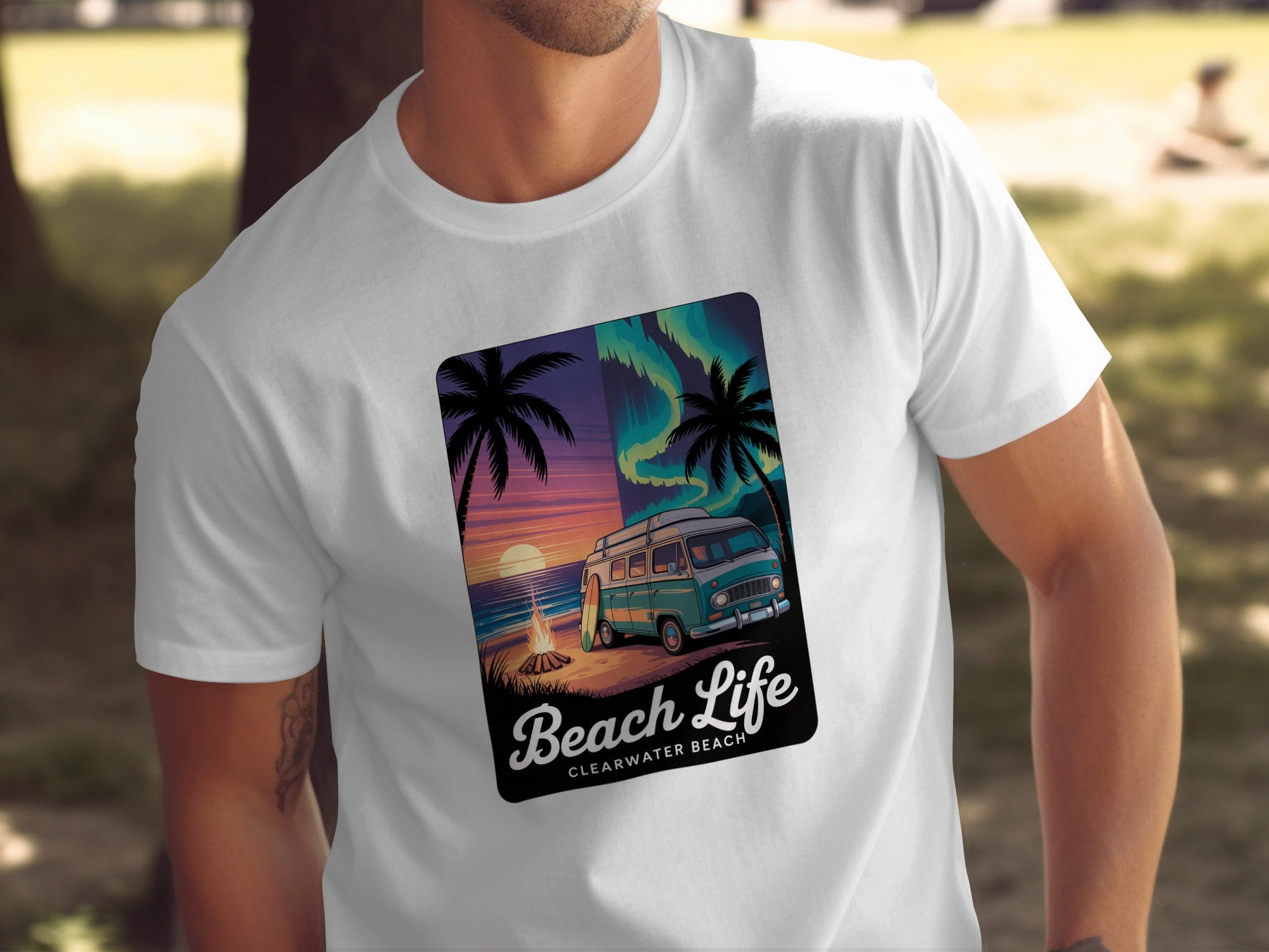 Sunset Palm Trees and Camper Beach Life T-shirt product