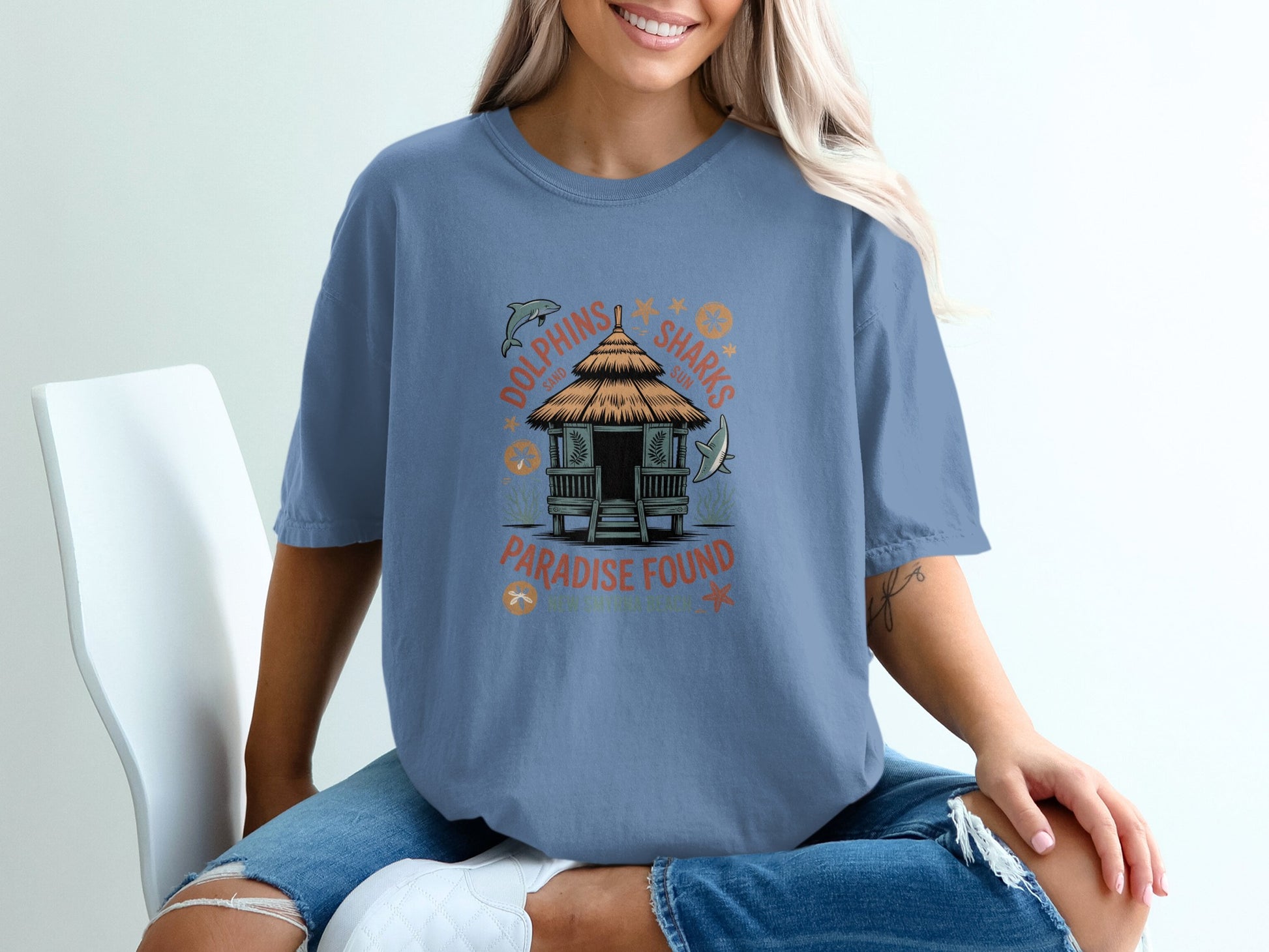 Dolphins Sharks Paradise Found Graphic Tee product