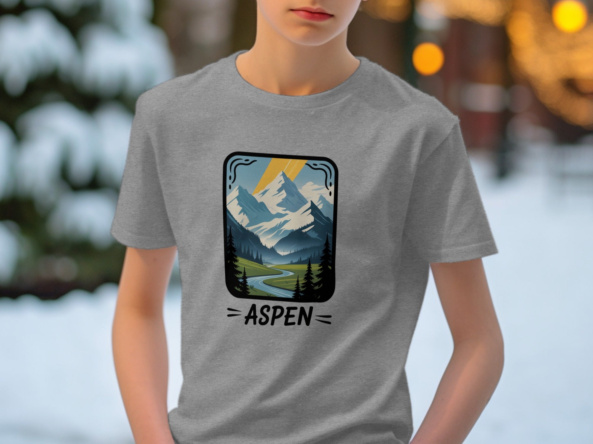 Aspen Colorado Mountain Design Graphic T-Shirt